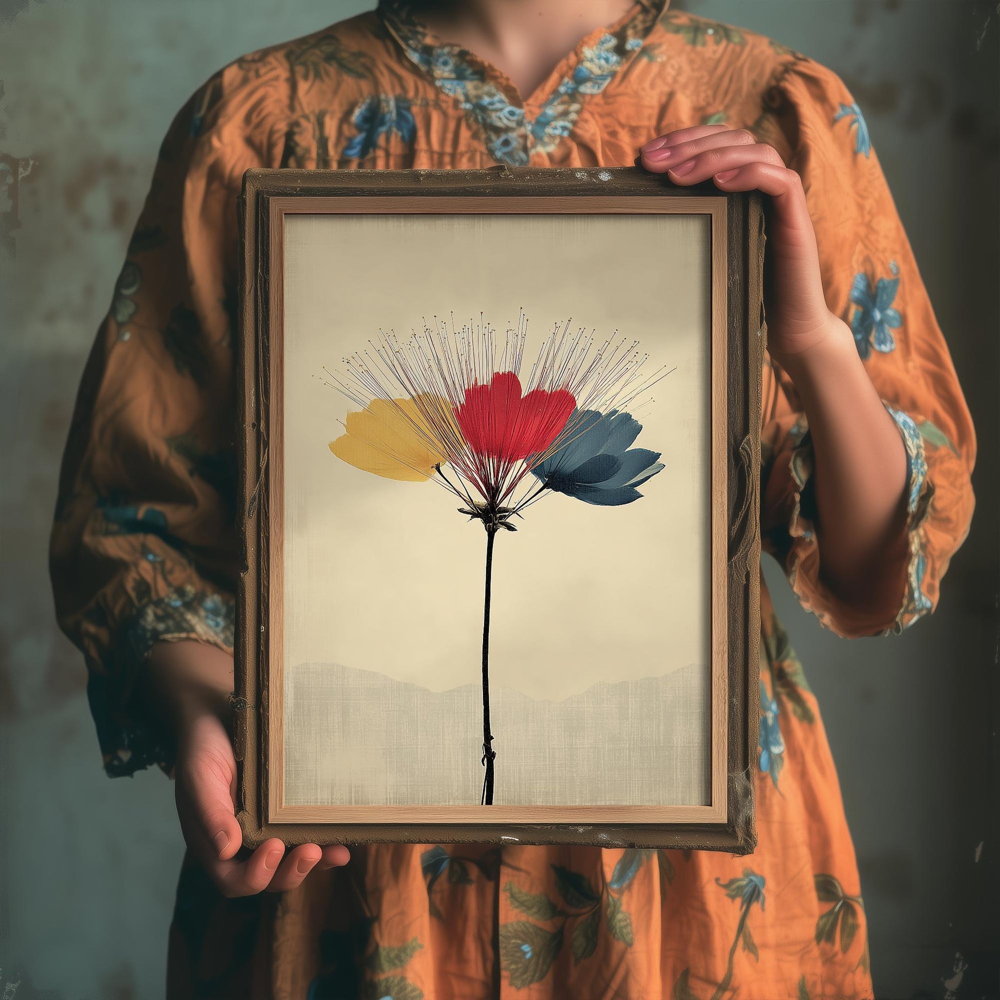 Vintage Rainbow Orchid Art Print V2 | Branching Orchid Stems Poster | Japanese Japandi Botanical Painting Zen Decor 3/3