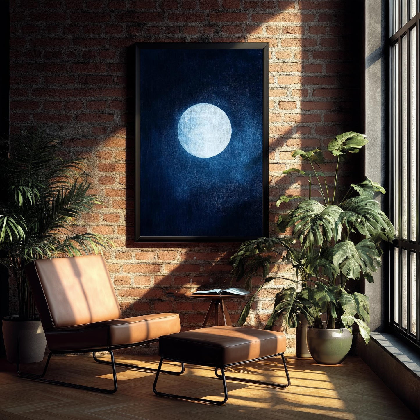 Blue Moon Art Print | Space Astronomy Wall Poster | Dark Celestial Decor | Lunar Painting 2/3