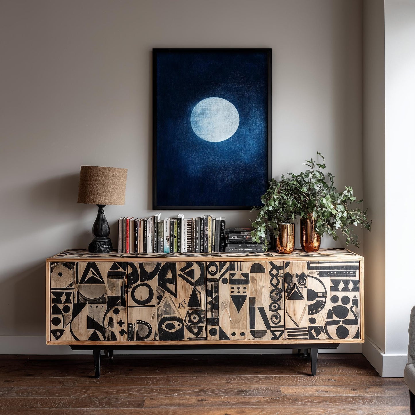 Blue Moon Art Print | Space Astronomy Wall Poster | Dark Celestial Decor | Lunar Painting 2/3