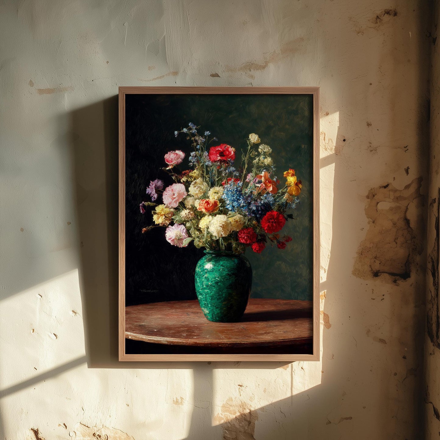 Peony Oil Painting Print | Moody Floral Still Life | Dark Academia Bedroom Decor | Romantic Botanical Wall Art V1 2/3