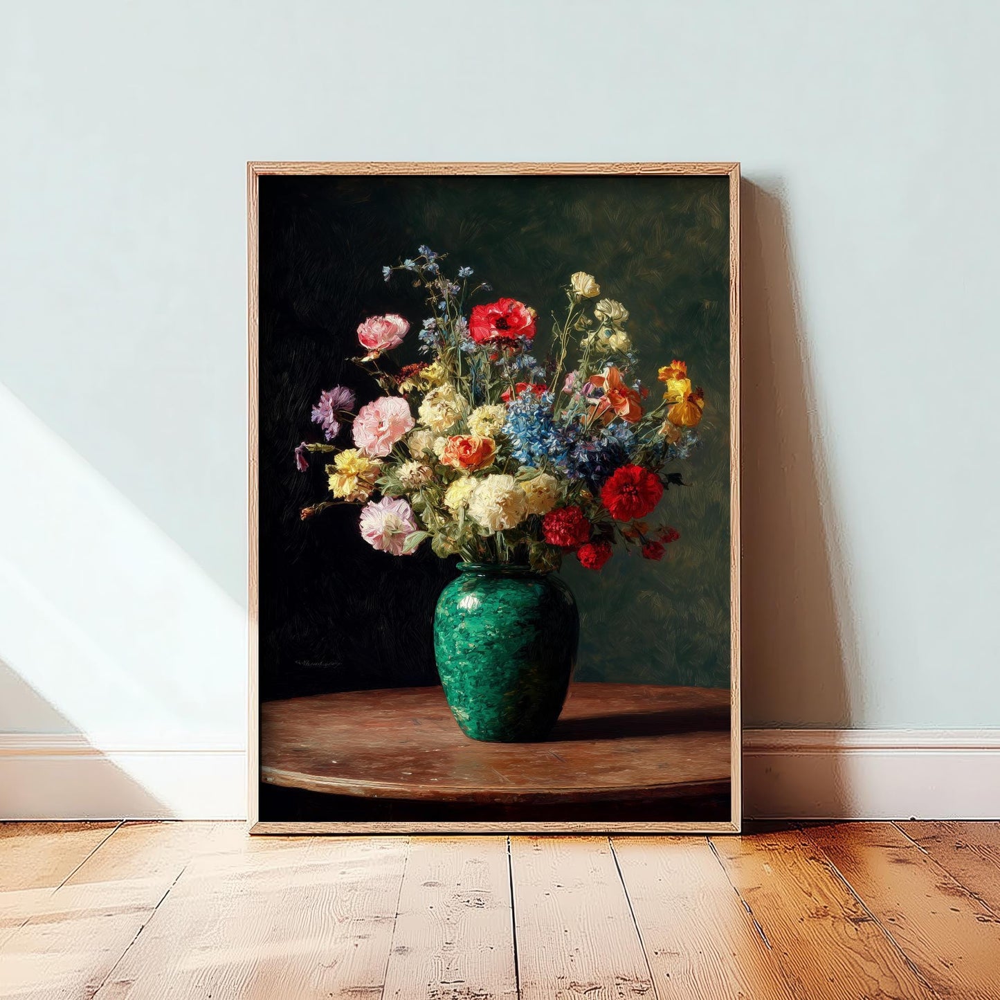 Peony Oil Painting Print | Moody Floral Still Life | Dark Academia Bedroom Decor | Romantic Botanical Wall Art V1 2/3