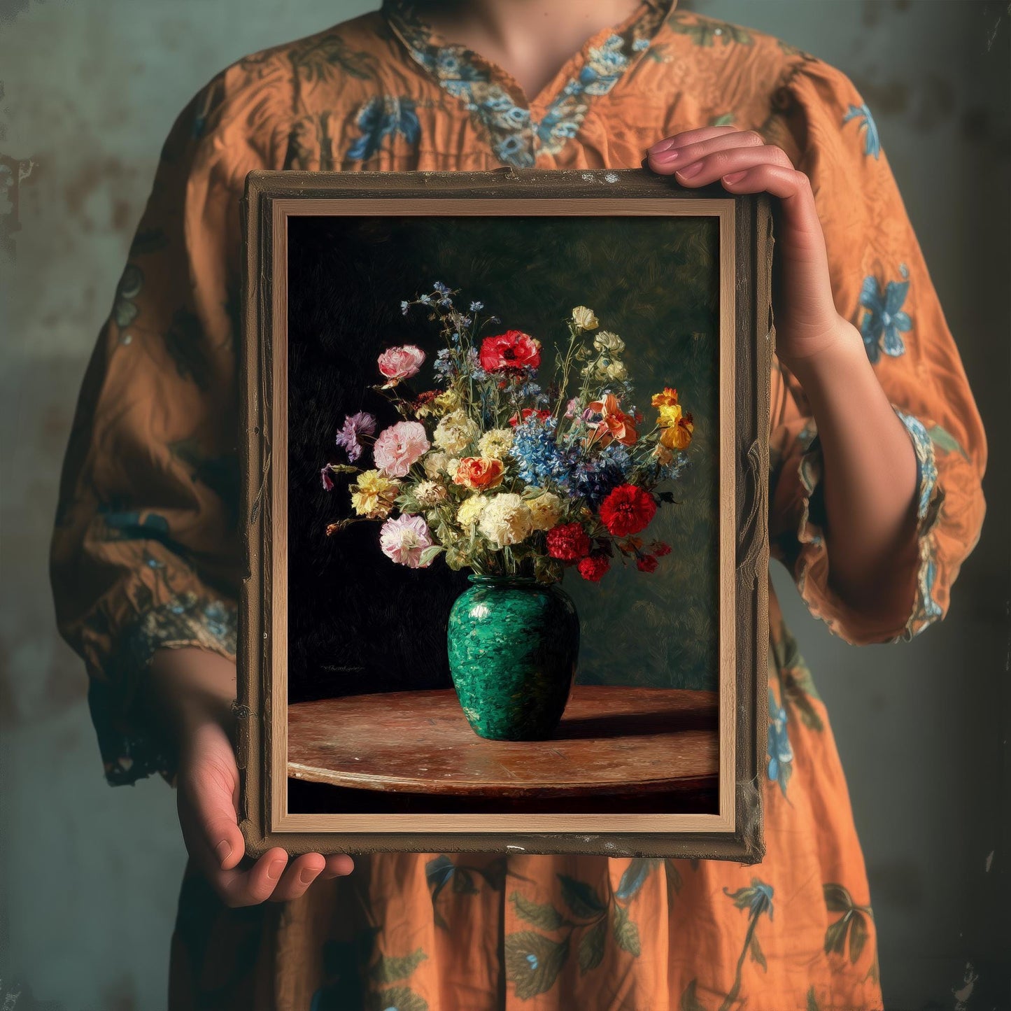 Peony Oil Painting Print | Moody Floral Still Life | Dark Academia Bedroom Decor | Romantic Botanical Wall Art V1 2/3