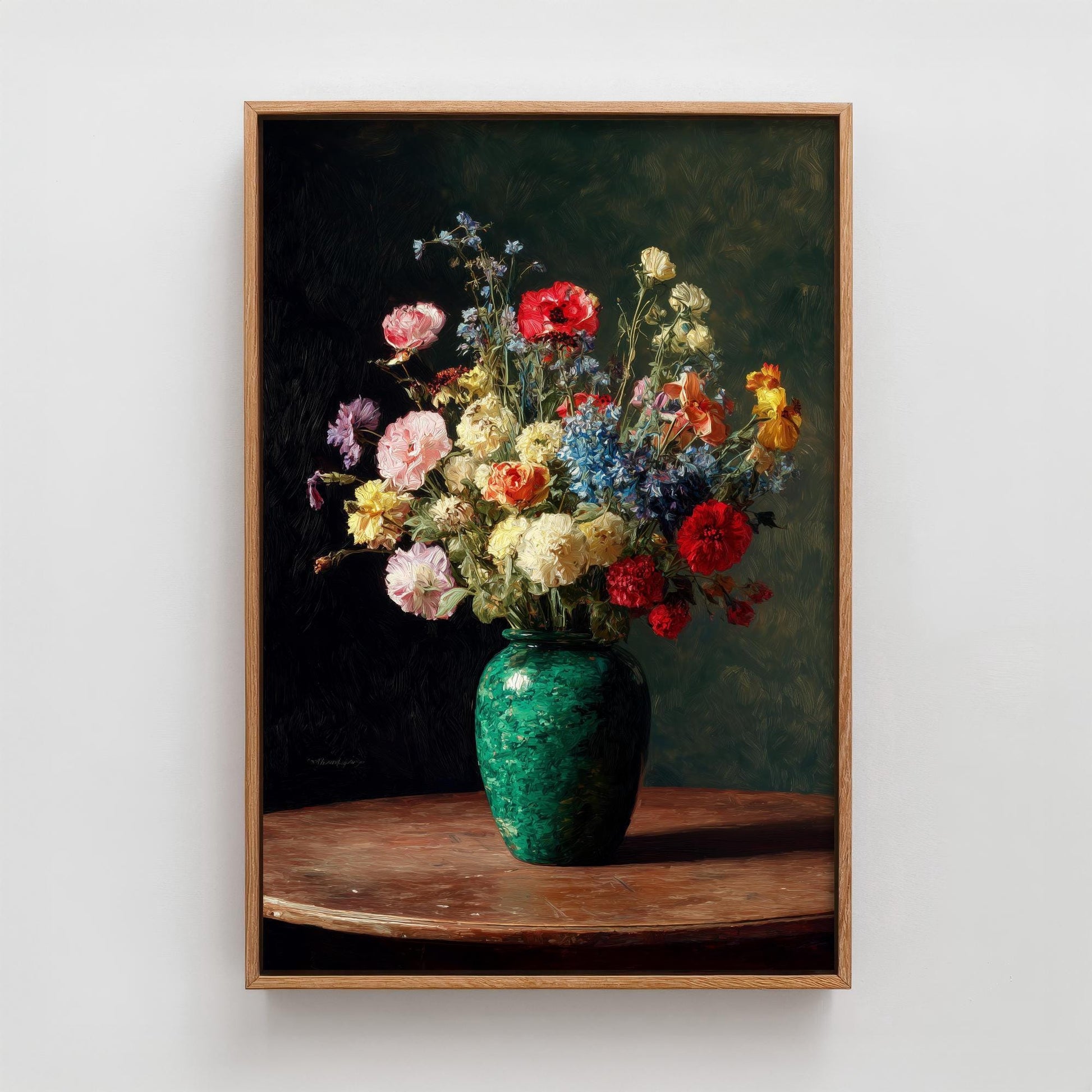 Peony Oil Painting Print | Moody Floral Still Life | Dark Academia Bedroom Decor | Romantic Botanical Wall Art V1 2/3