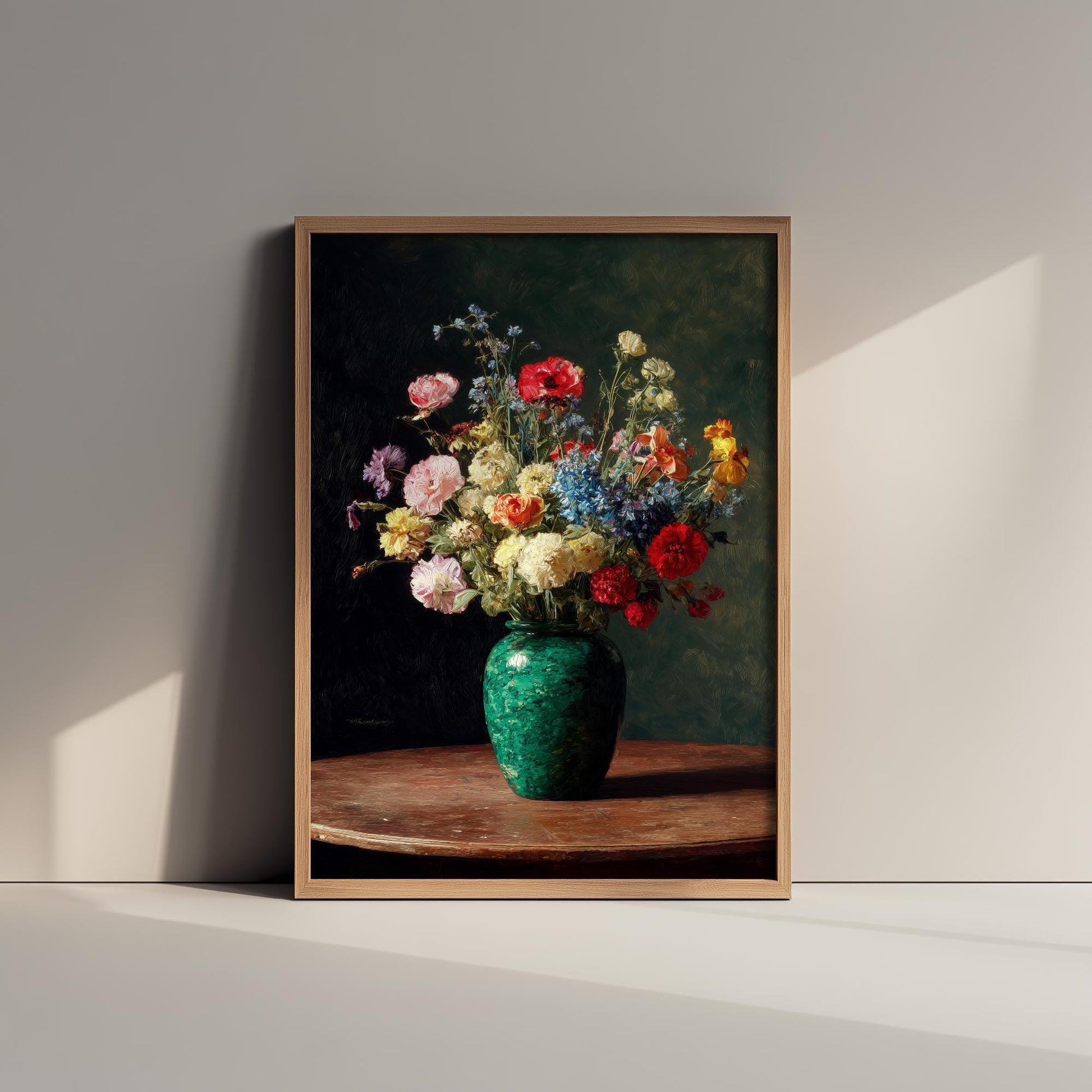 Peony Oil Painting Print | Moody Floral Still Life | Dark Academia Bedroom Decor | Romantic Botanical Wall Art V1 2/3