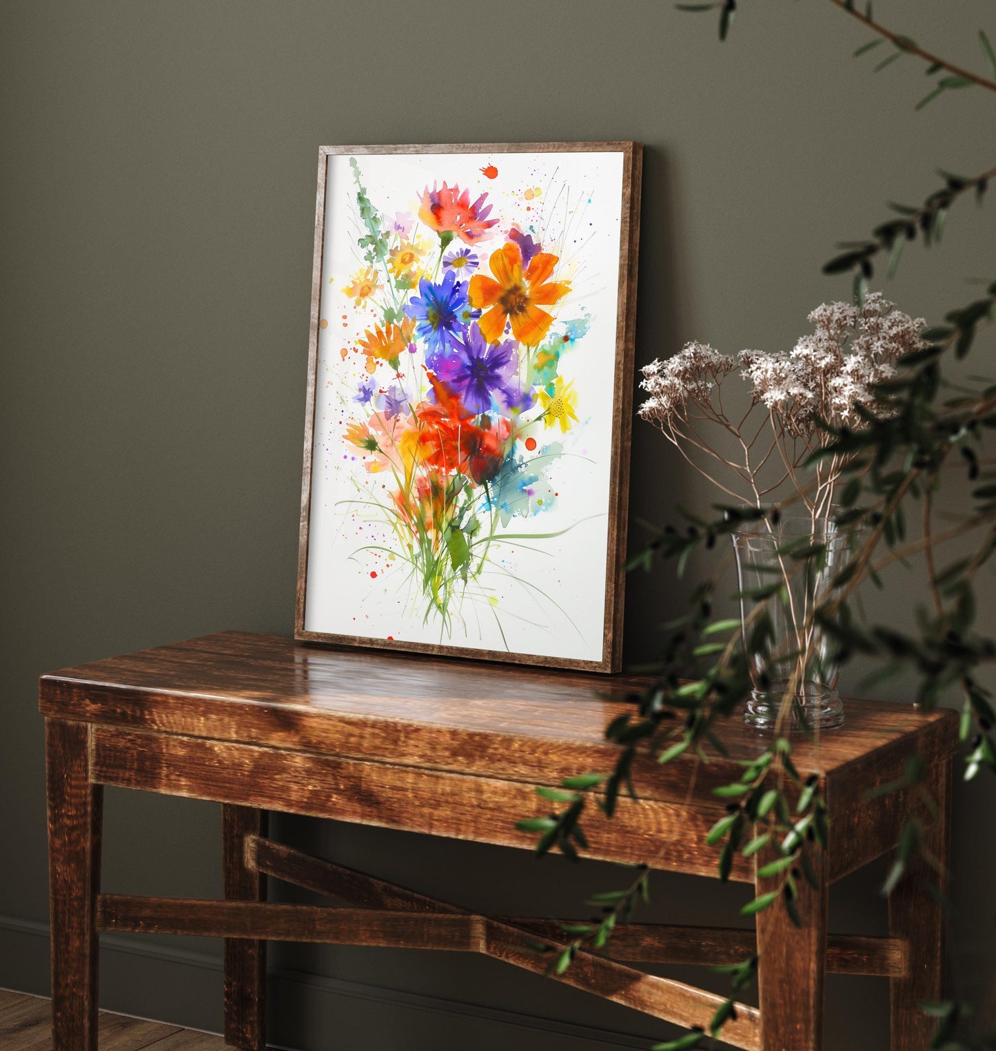 Emotive Watercolour Flower Print V10 - Tokyo Ota Flower Market Floral Bouquet Painting - Photo Poster Wall Art Gift Fauna Wildflower 2/3