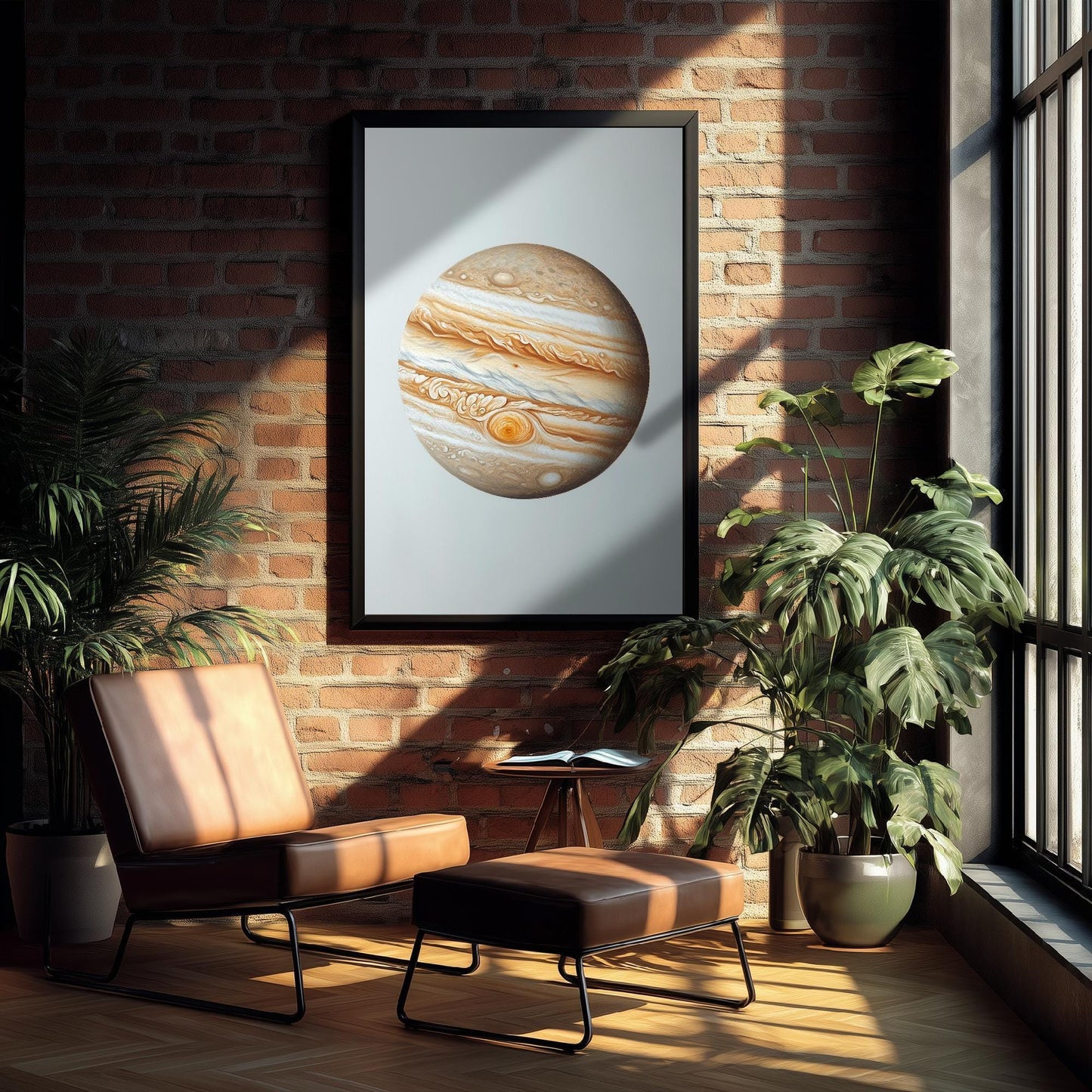 Jupiter Planet Art Print | Photorealistic Celestial Poster | Cream Neutral Space Painting