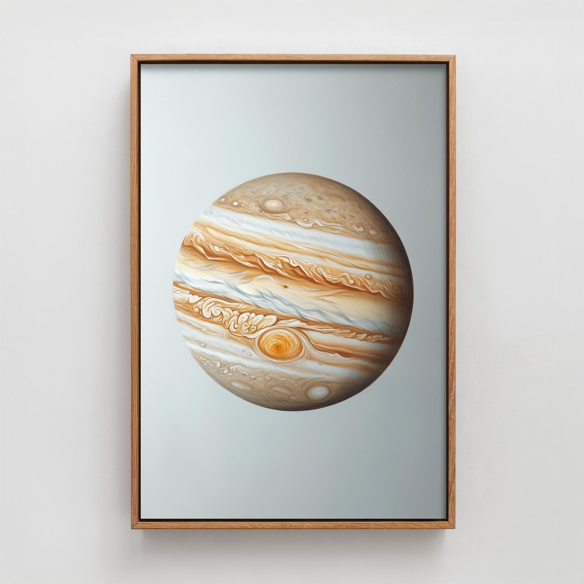 Jupiter Planet Art Print | Photorealistic Celestial Poster | Cream Neutral Space Painting