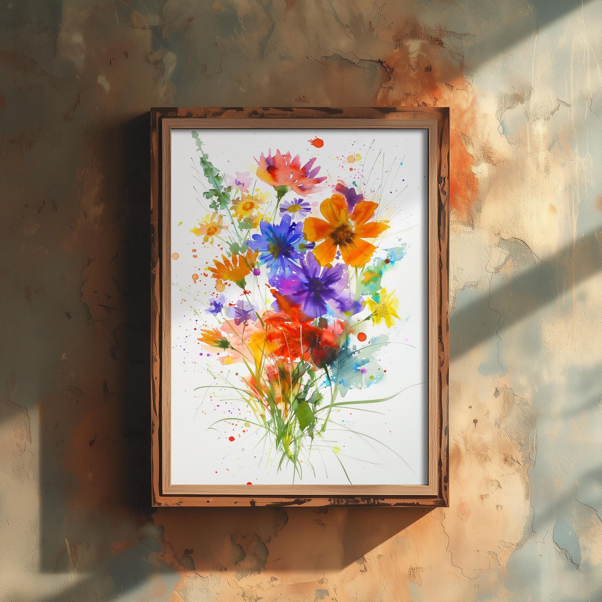 Emotive Watercolour Flower Print V10 - Tokyo Ota Flower Market Floral Bouquet Painting - Photo Poster Wall Art Gift Fauna Wildflower 2/3