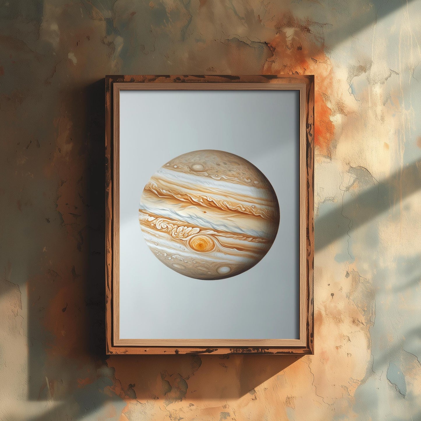 Jupiter Planet Art Print | Photorealistic Celestial Poster | Cream Neutral Space Painting