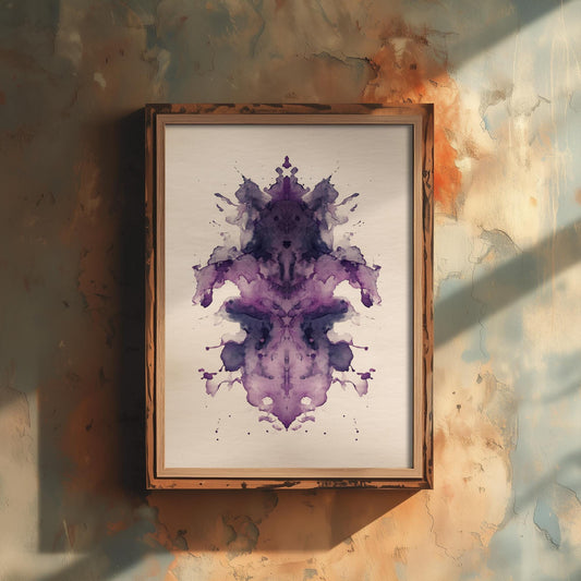Rorschach Inkblot Print | Purple Violet Ink Blot Art Print | Dark Academia Psychology Painting | Moody Abstract Poster 2/3