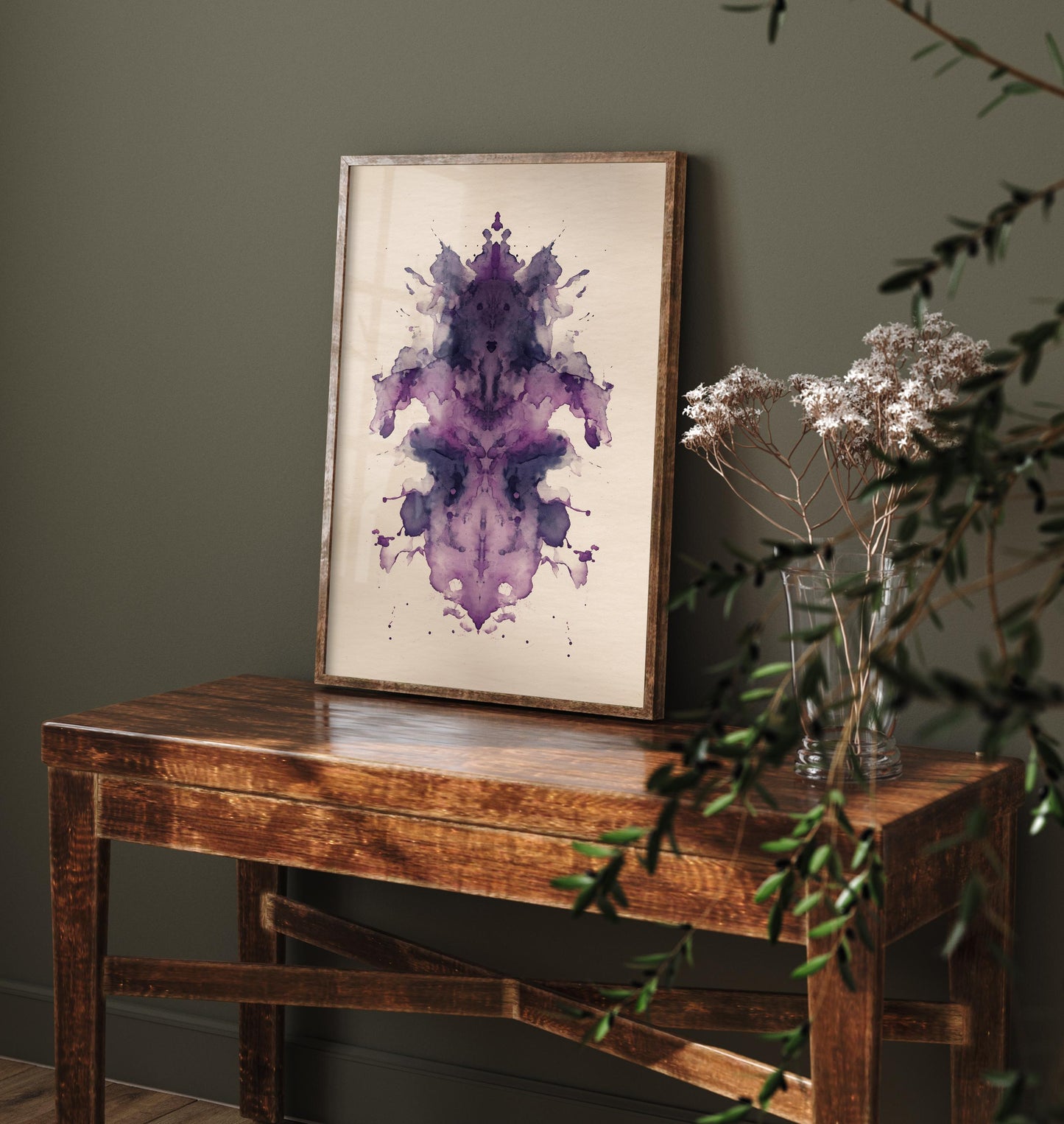 Rorschach Inkblot Print | Purple Violet Ink Blot Art Print | Dark Academia Psychology Painting | Moody Abstract Poster 2/3