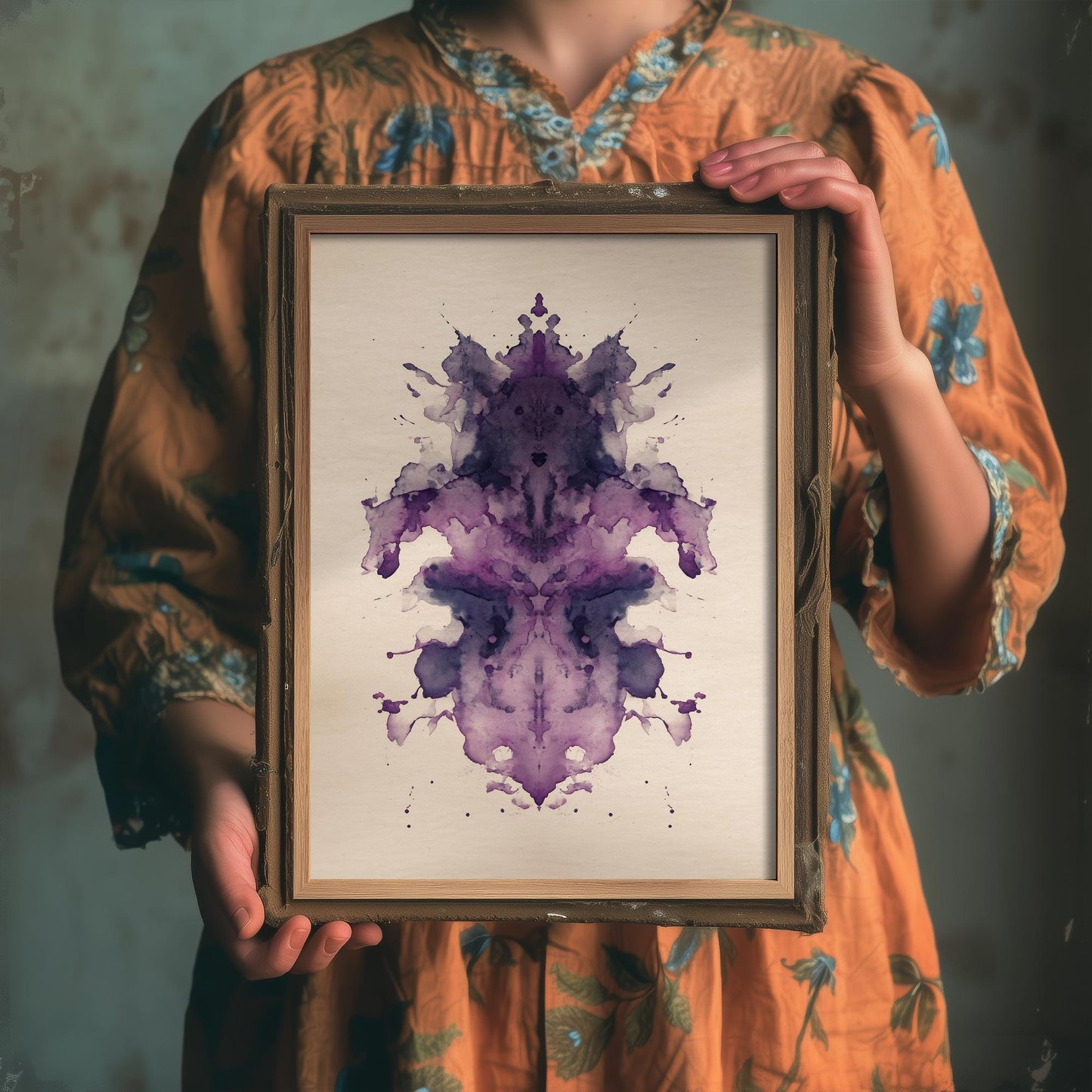 Rorschach Inkblot Print | Purple Violet Ink Blot Art Print | Dark Academia Psychology Painting | Moody Abstract Poster 2/3