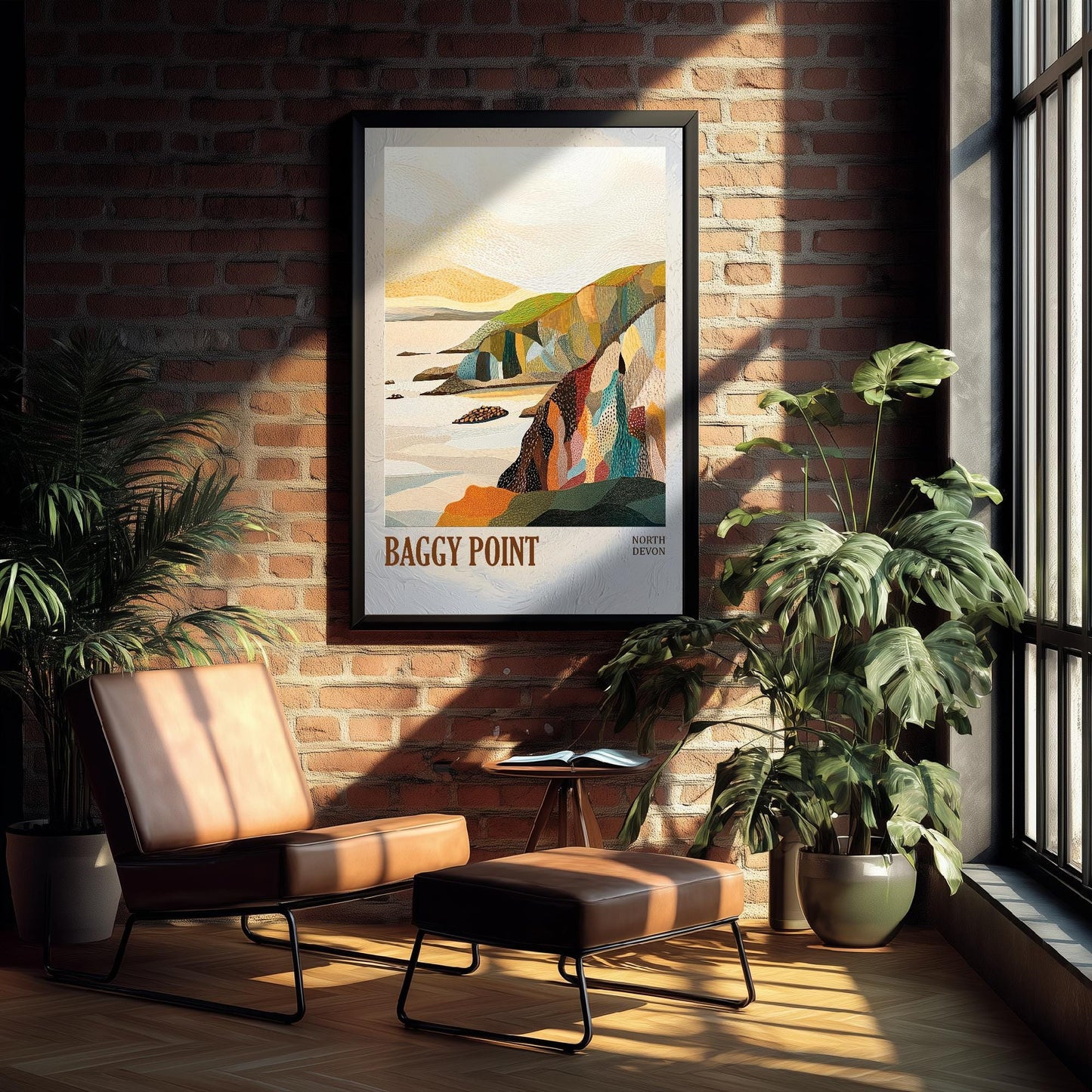 Baggy Point North Devon Landmark Art Print Poster - Painting Photo Layers of Foil