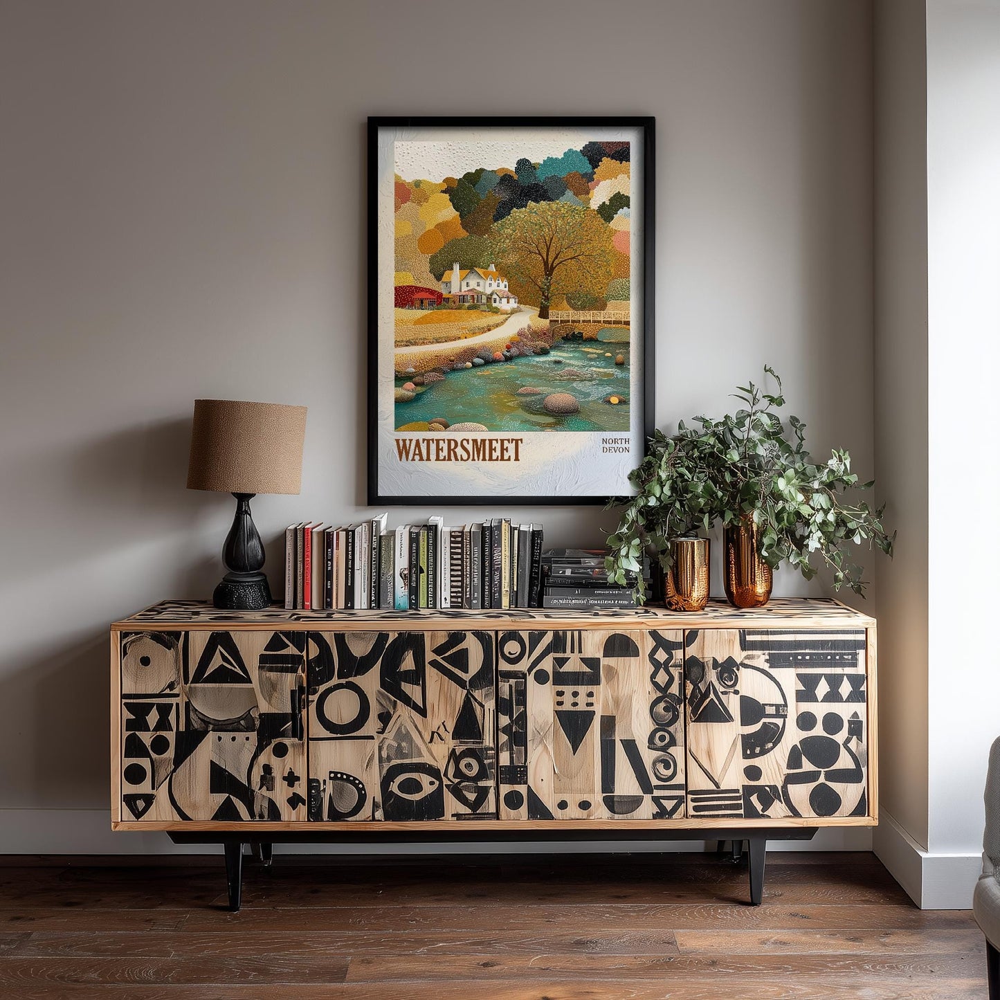 Watersmeet North Devon Landmark Art Print Poster - Painting Photo Layers of Foil