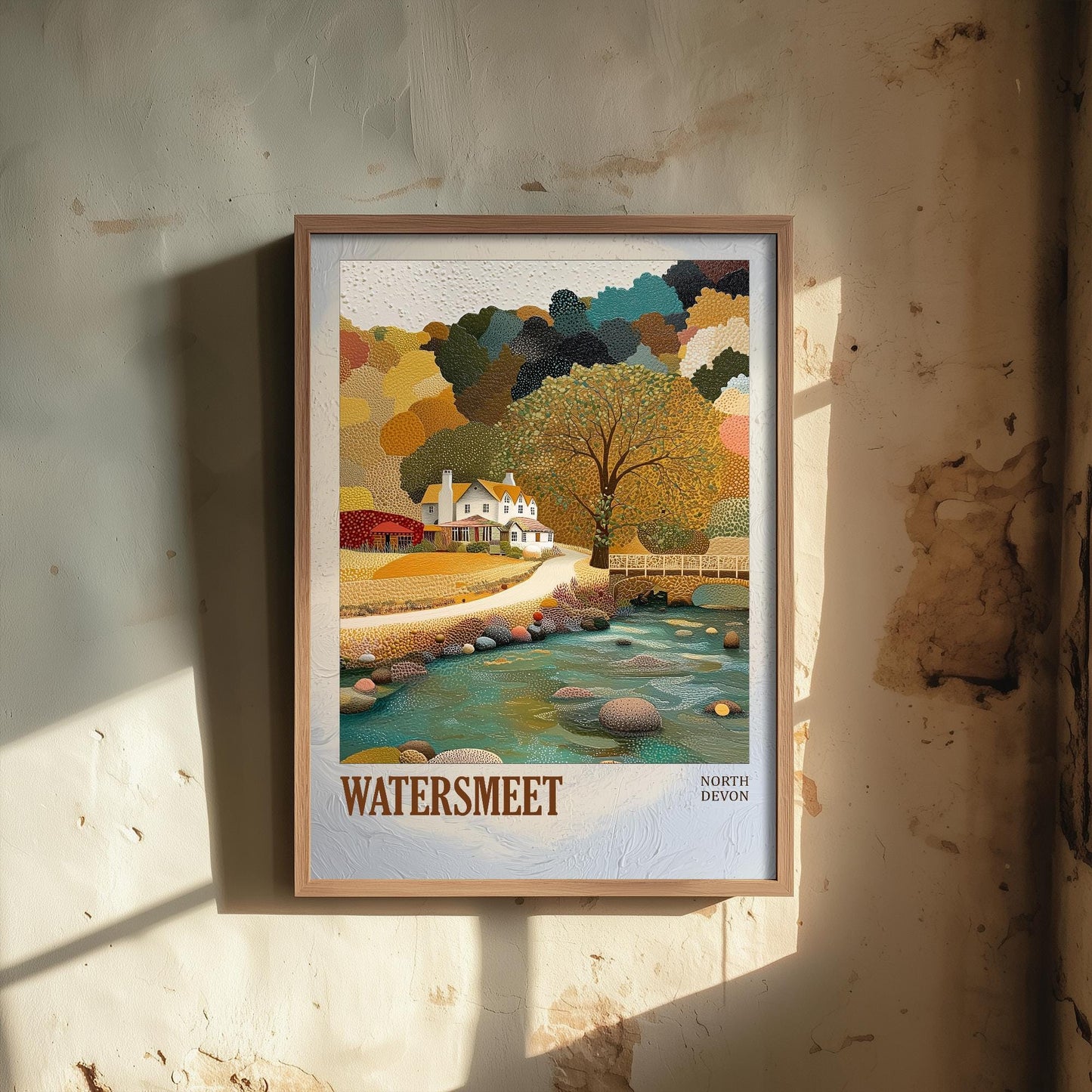 Watersmeet North Devon Landmark Art Print Poster - Painting Photo Layers of Foil