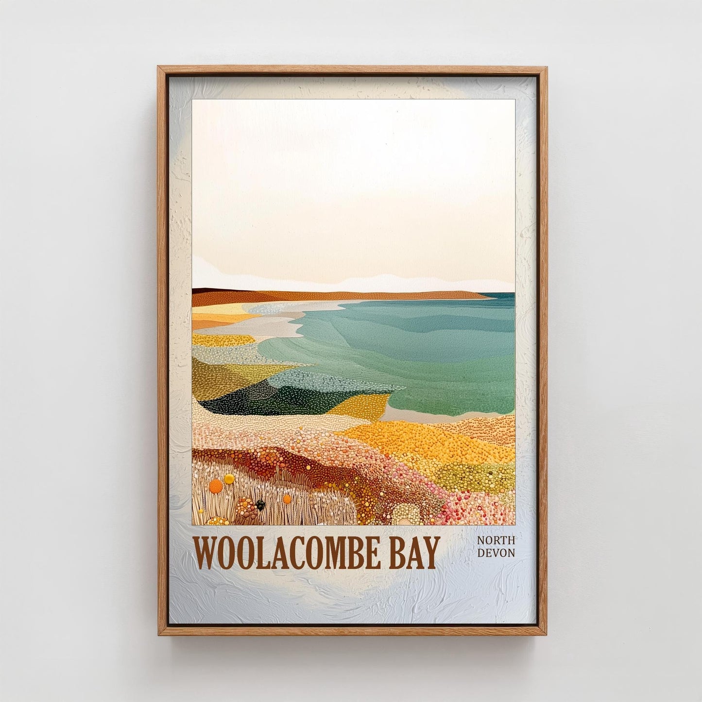 Woolacombe Bay North Devon Landmark Art Print Poster - Painting Photo Layers of Foil