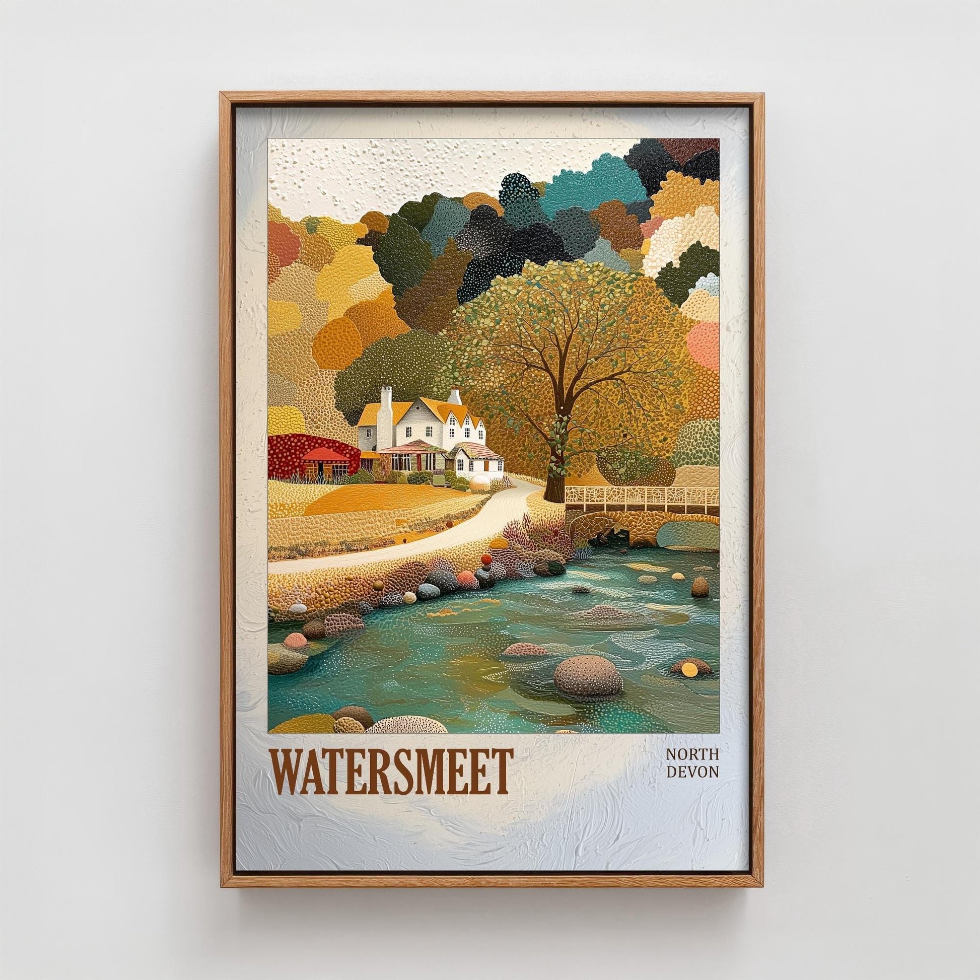 Watersmeet North Devon Landmark Art Print Poster - Painting Photo Layers of Foil