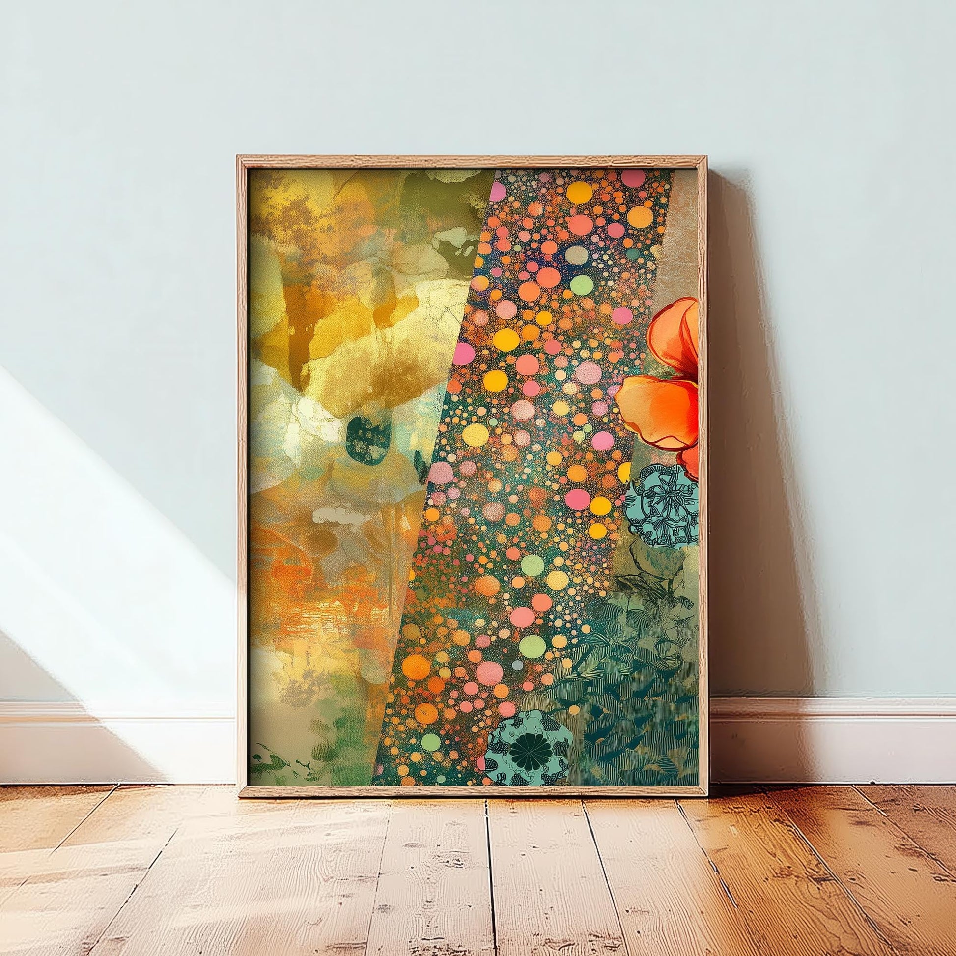 Orange Flower Collage V1 Art Print - Floral Bouquet Orange Yellow Painting - Photo Poster Wall Gift Giclée 1/3