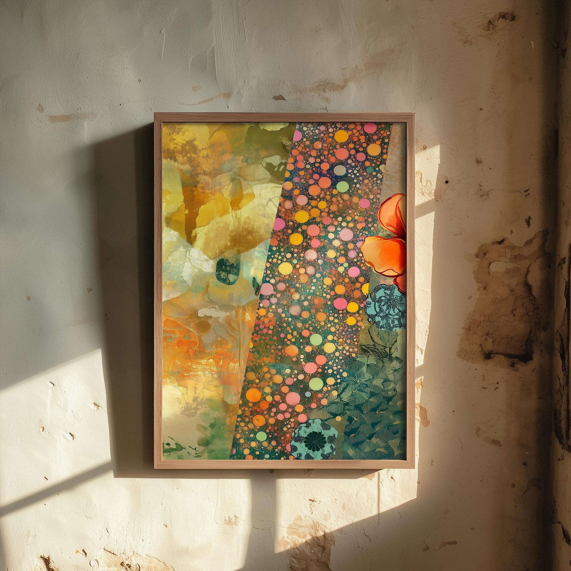 Orange Flower Collage V1 Art Print - Floral Bouquet Orange Yellow Painting - Photo Poster Wall Gift Giclée 1/3