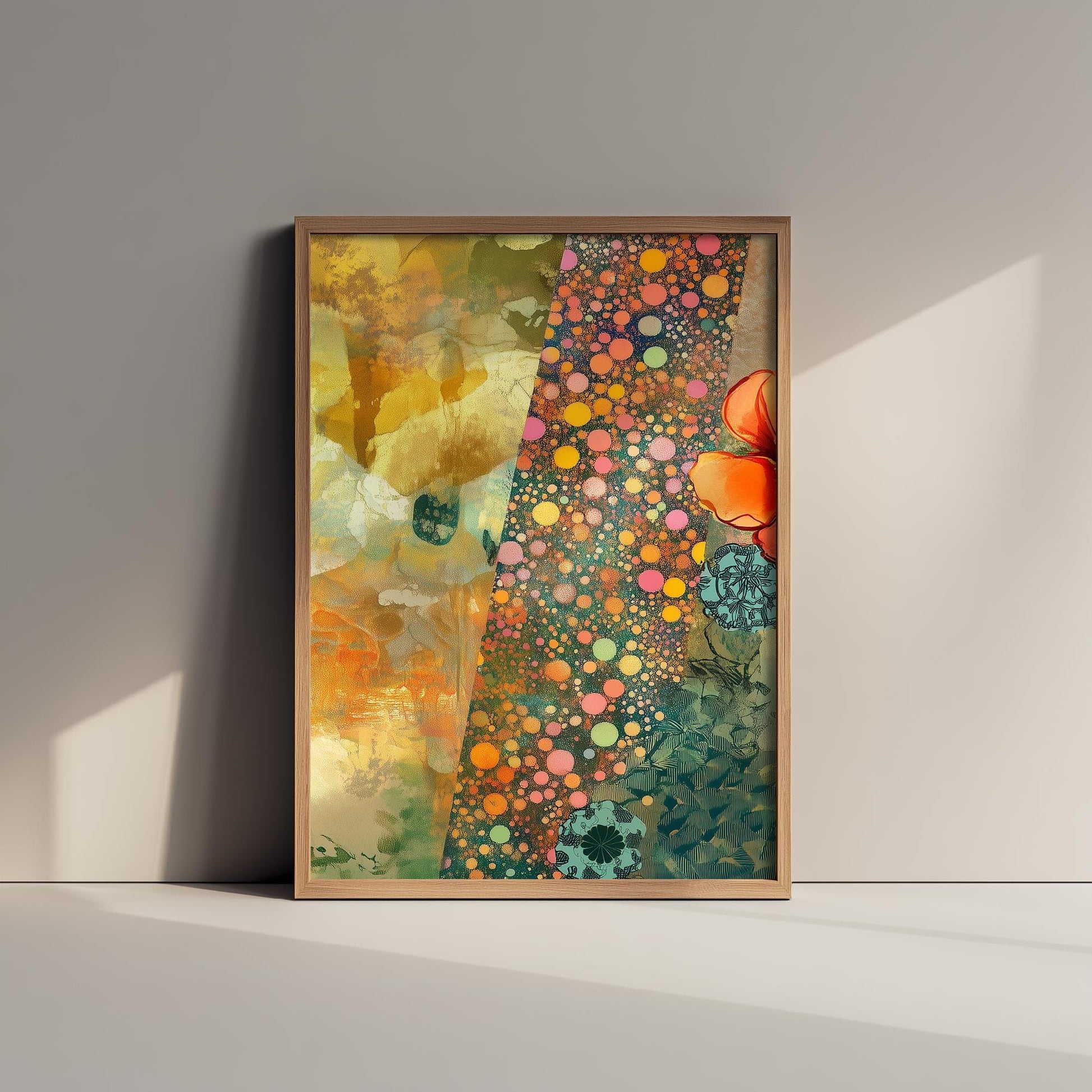 Orange Flower Collage V1 Art Print - Floral Bouquet Orange Yellow Painting - Photo Poster Wall Gift Giclée 1/3
