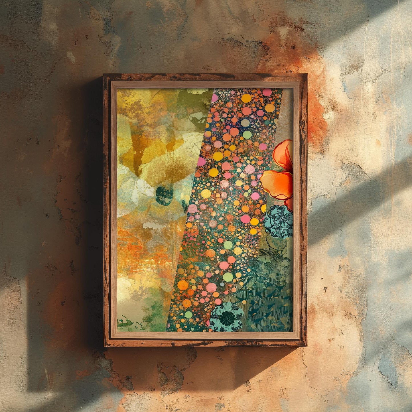 Orange Flower Collage V1 Art Print - Floral Bouquet Orange Yellow Painting - Photo Poster Wall Gift Giclée 1/3