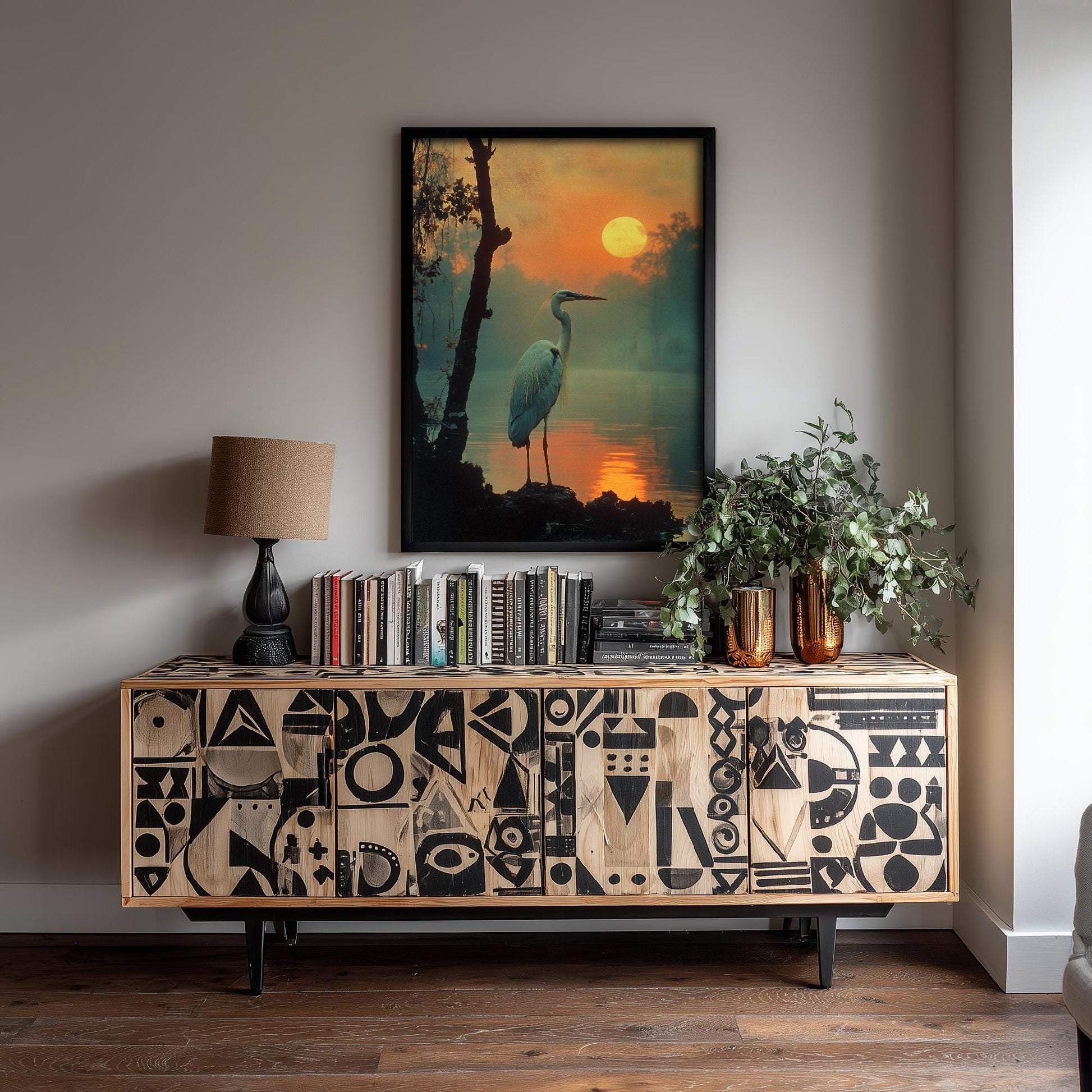 White Pelican at Sunset Art Print - Realistic African Safari Wildlife Painting - Photo Poster Gift