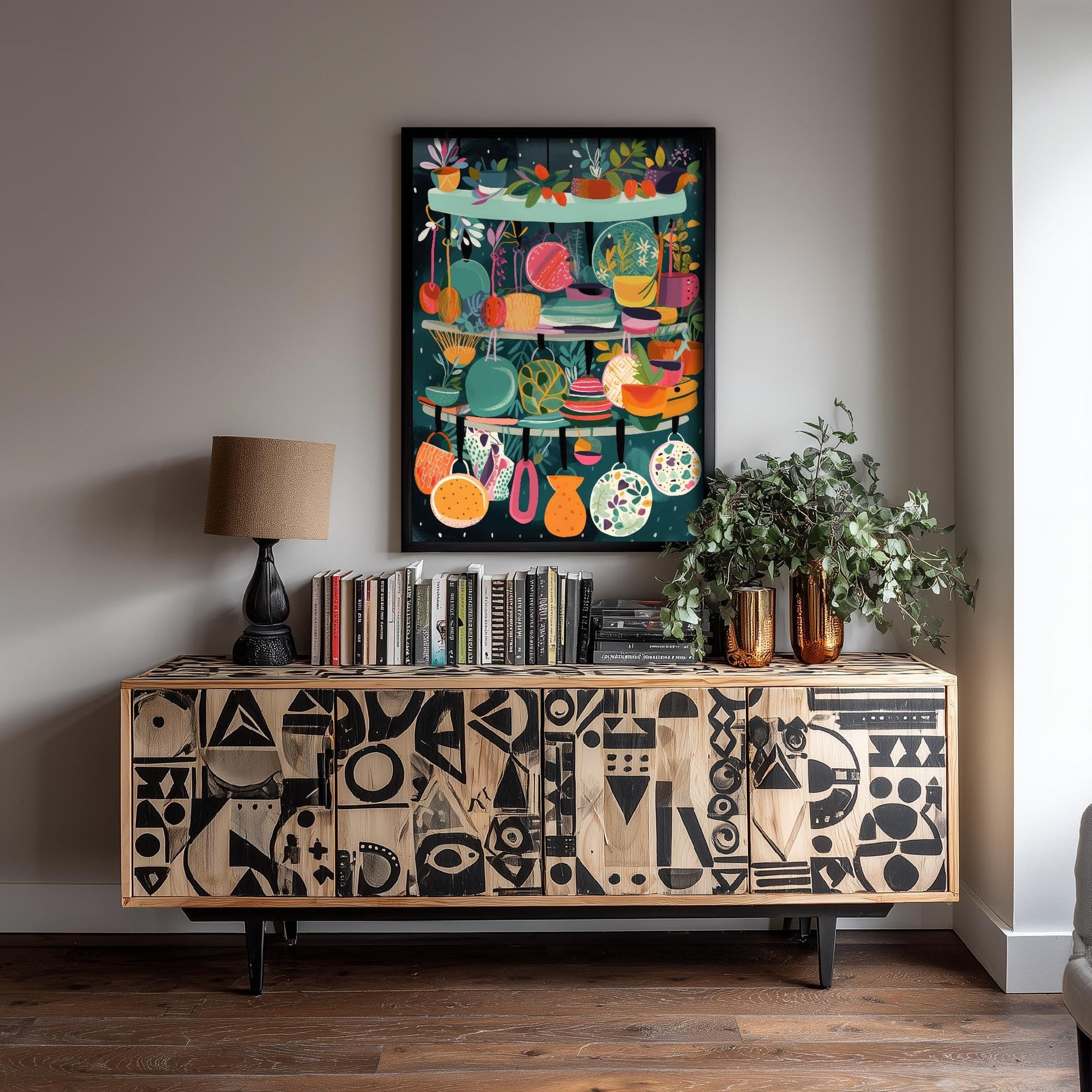 Pots and Pans Art Print - Kitchen Wall Art - Restaurant Décor - Cooking Poster - Utensil Painting - Fun Illustration 1/3