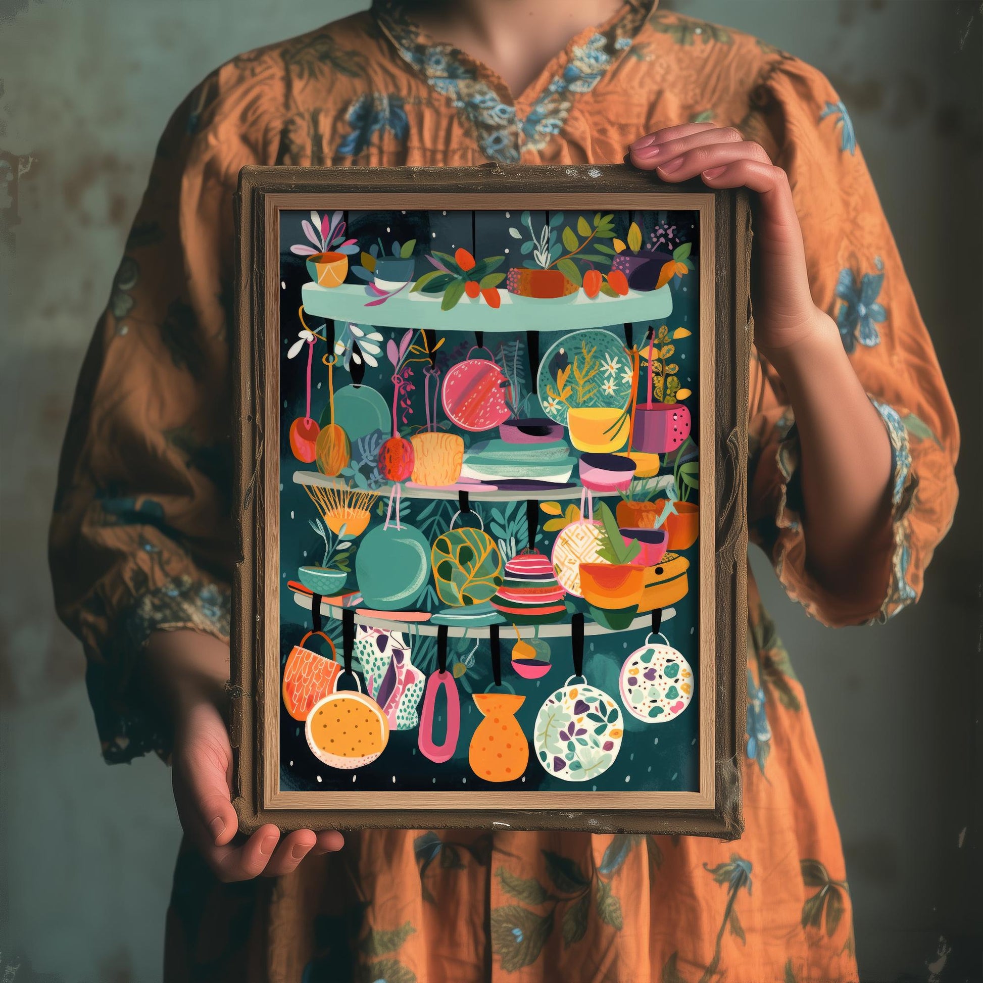 Pots and Pans Art Print - Kitchen Wall Art - Restaurant Décor - Cooking Poster - Utensil Painting - Fun Illustration 1/3