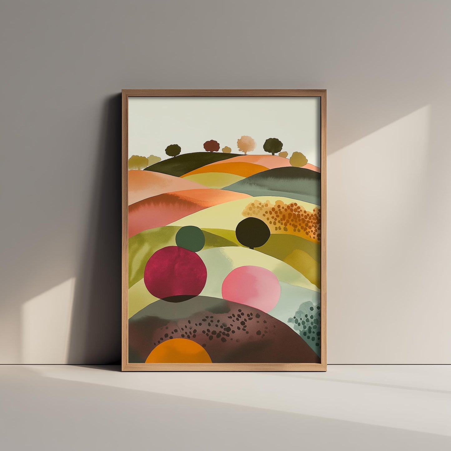 Landscape Illustration in Pink V4 - Abstract Print - Shropshire Hills Painting - Home Décor Wall Giclee 2/3