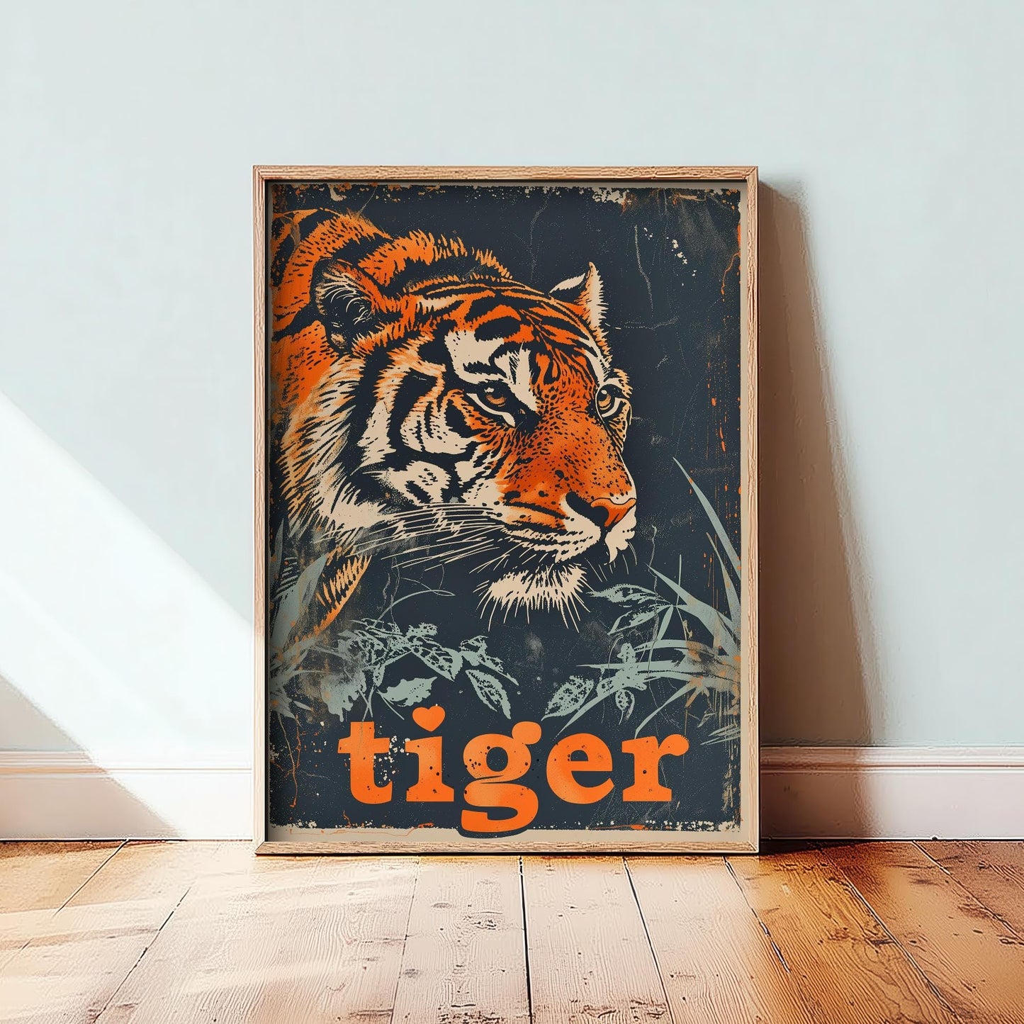 Tiger Safari Big Cat Poster - Art Print, Illustration, Painting, Nature Wildlife, Décor Wall Giclee