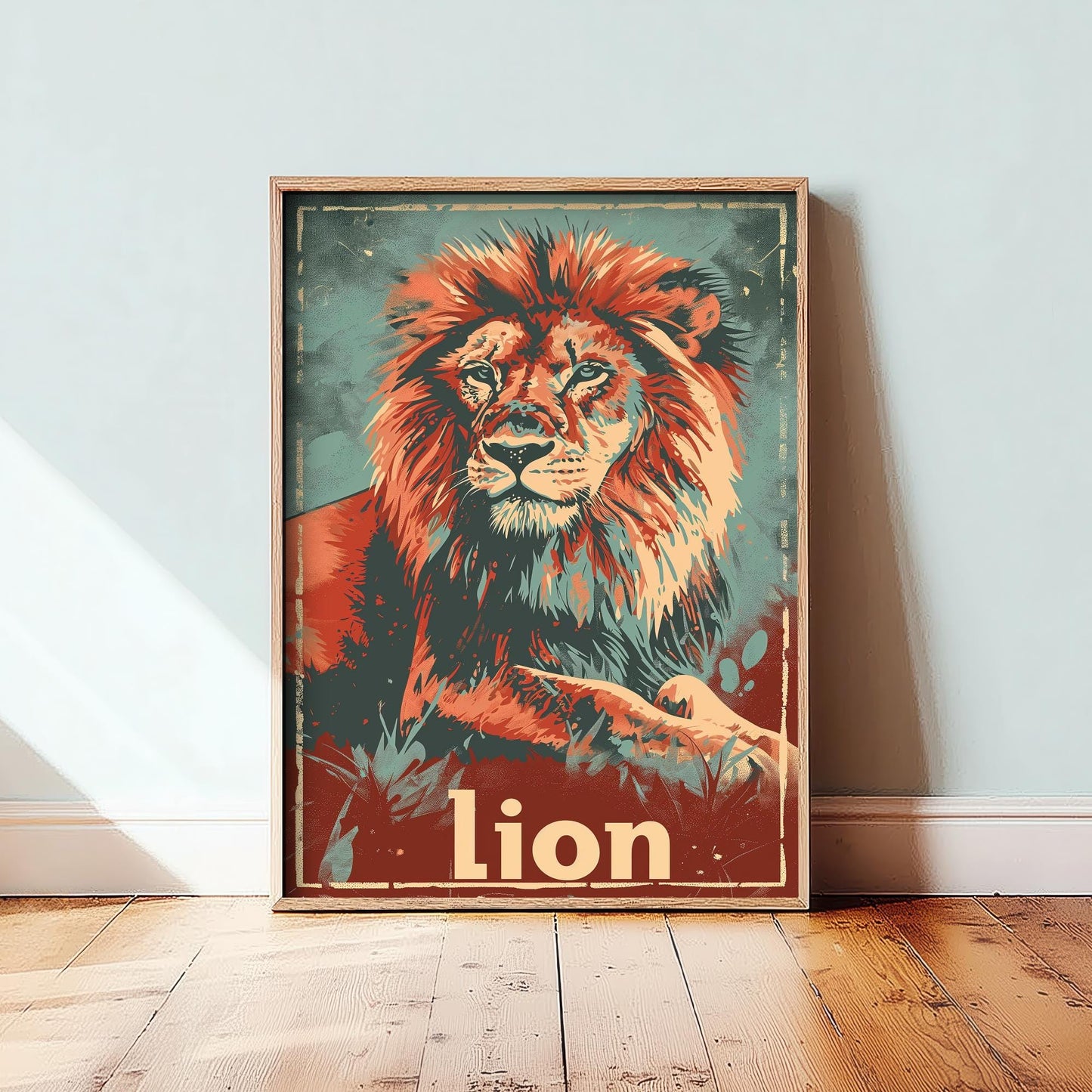 Lion Safari Big Cat Poster - Art Print, Illustration, Painting, Nature Wildlife, Leopard, Décor Wall Giclee