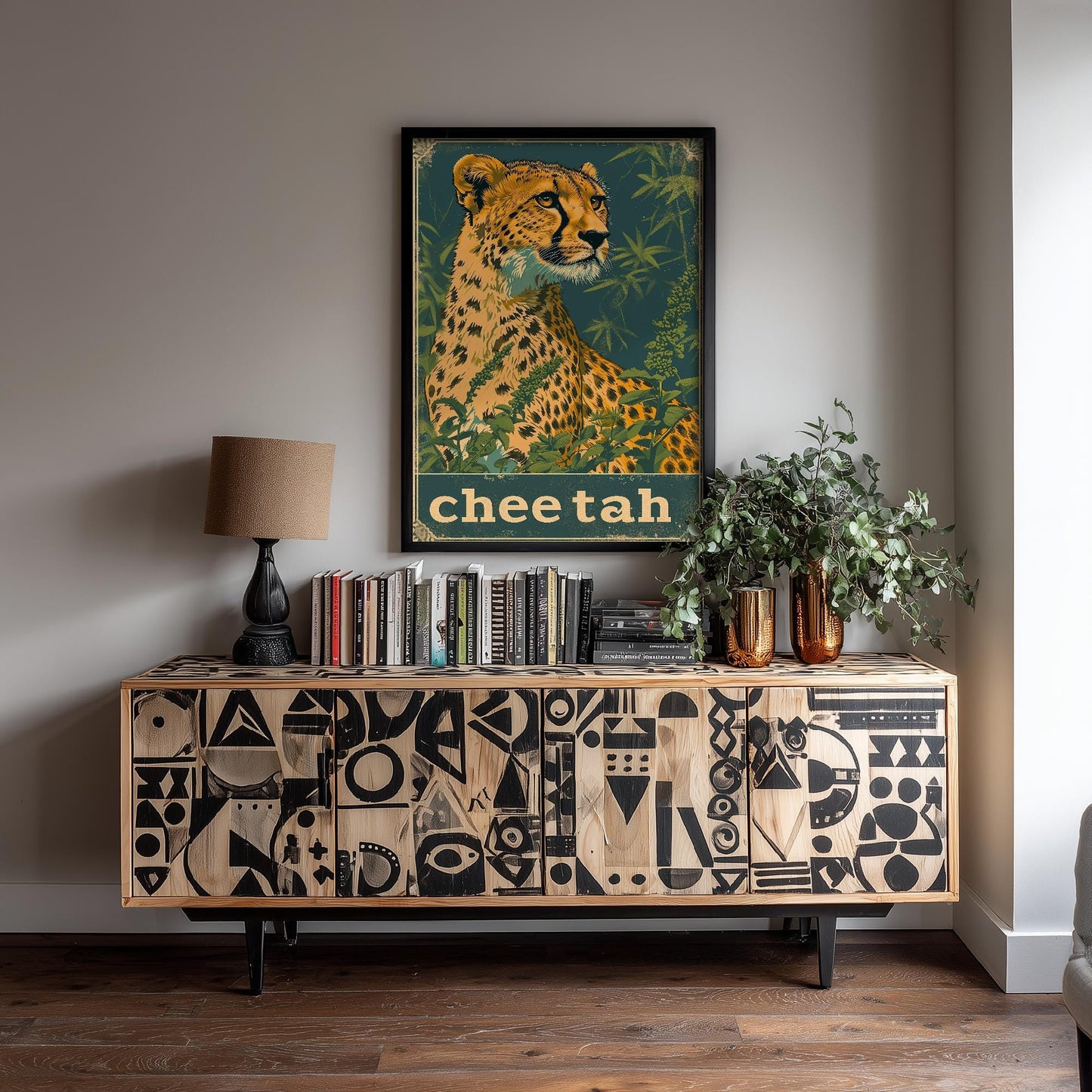 Cheetah Safari Big Cat Poster - Art Print, Illustration, Painting, Nature Wildlife, Leopard, Décor Wall Giclee