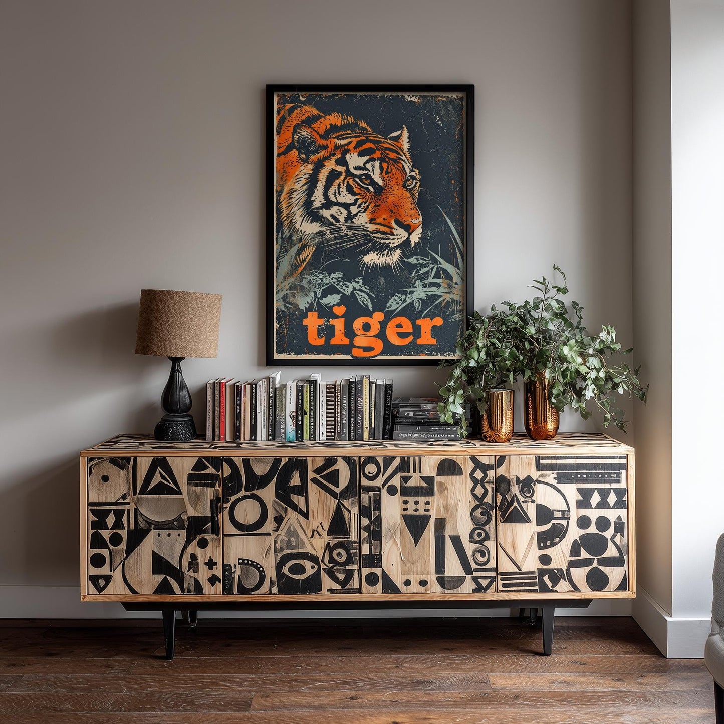 Tiger Safari Big Cat Poster - Art Print, Illustration, Painting, Nature Wildlife, Décor Wall Giclee