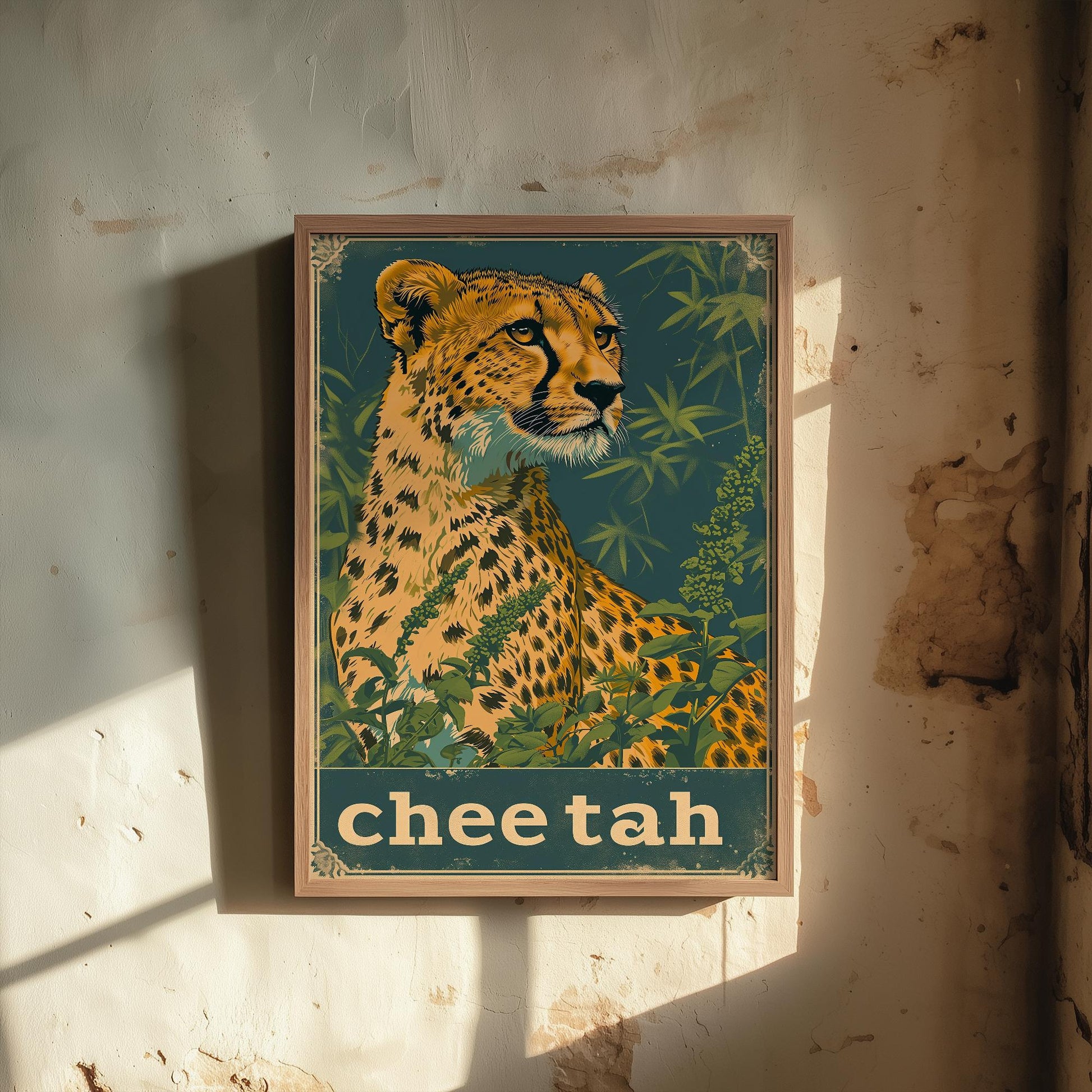 Cheetah Safari Big Cat Poster - Art Print, Illustration, Painting, Nature Wildlife, Leopard, Décor Wall Giclee