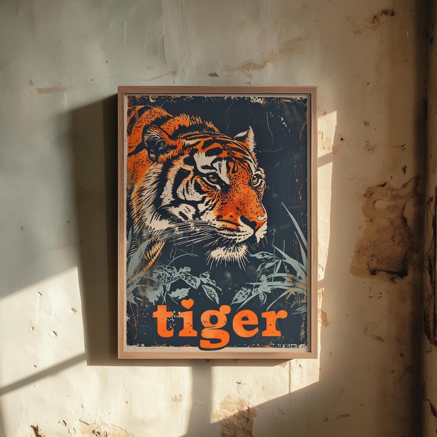 Tiger Safari Big Cat Poster - Art Print, Illustration, Painting, Nature Wildlife, Décor Wall Giclee