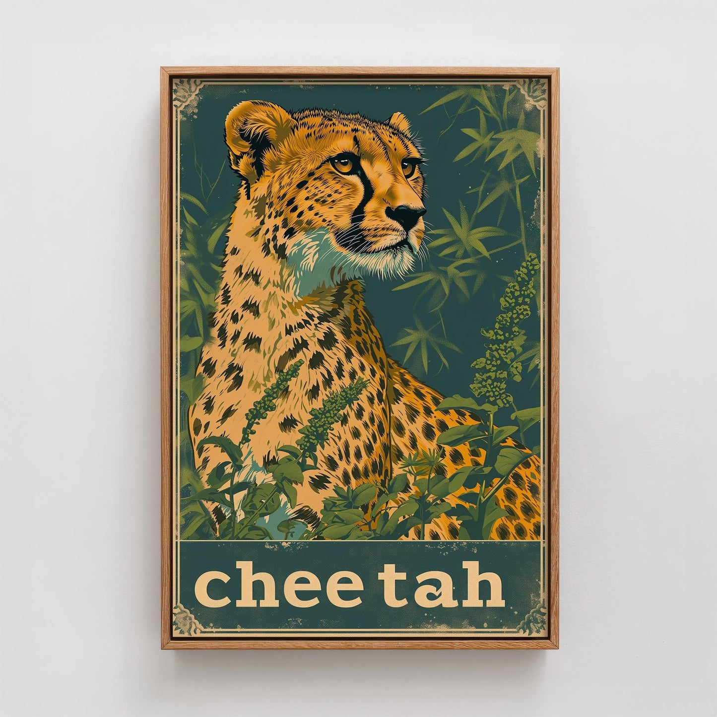 Cheetah Safari Big Cat Poster - Art Print, Illustration, Painting, Nature Wildlife, Leopard, Décor Wall Giclee