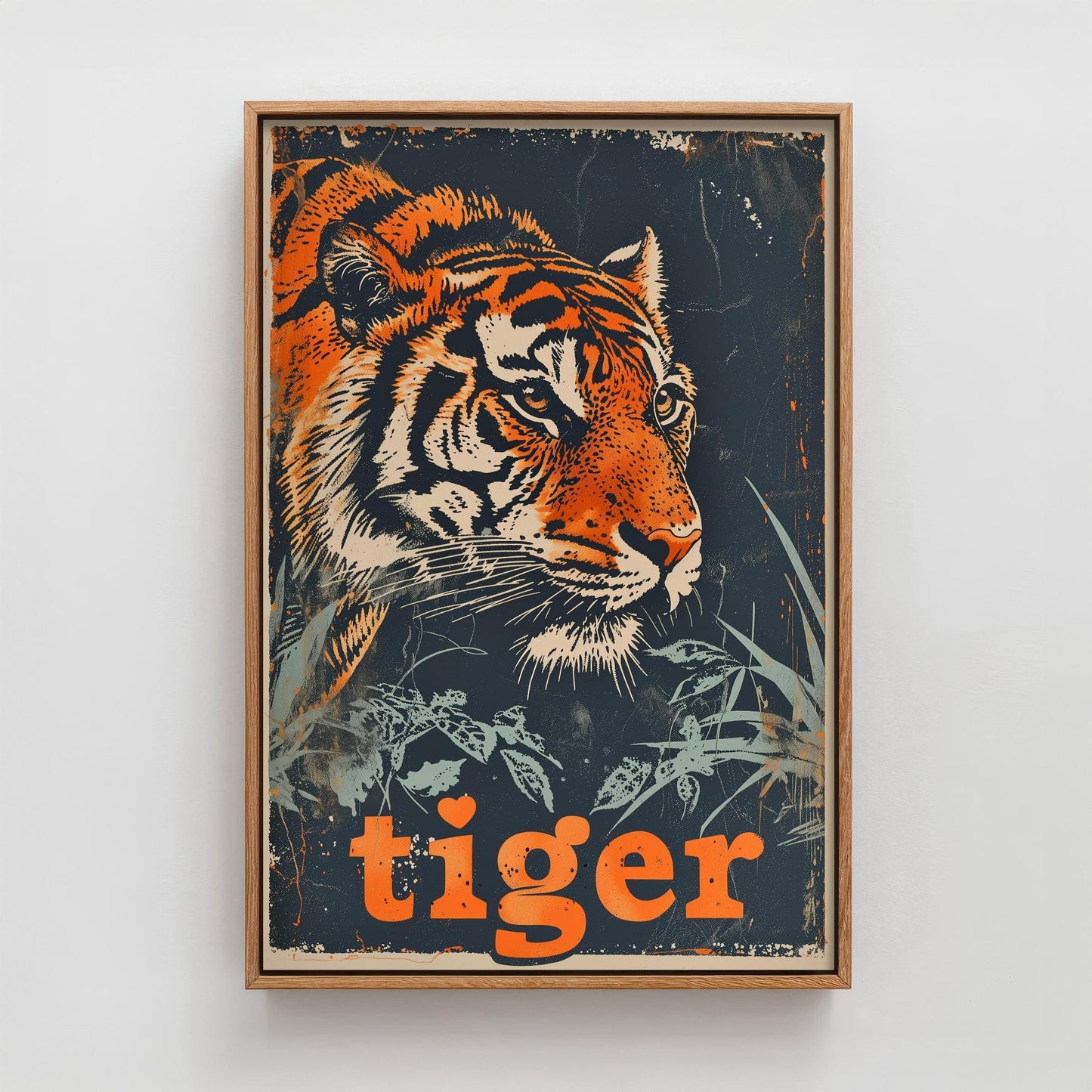 Tiger Safari Big Cat Poster - Art Print, Illustration, Painting, Nature Wildlife, Décor Wall Giclee