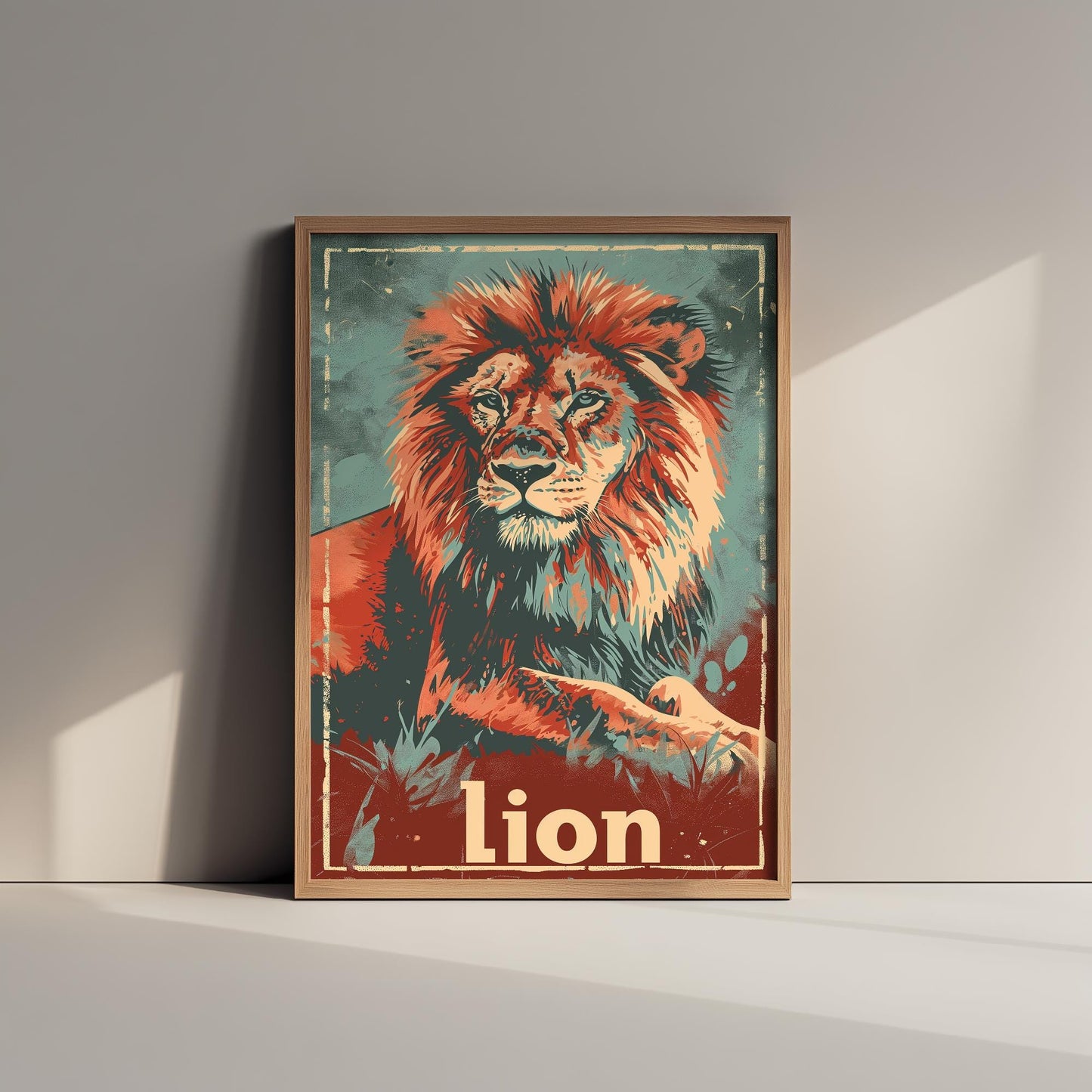 Lion Safari Big Cat Poster - Art Print, Illustration, Painting, Nature Wildlife, Leopard, Décor Wall Giclee