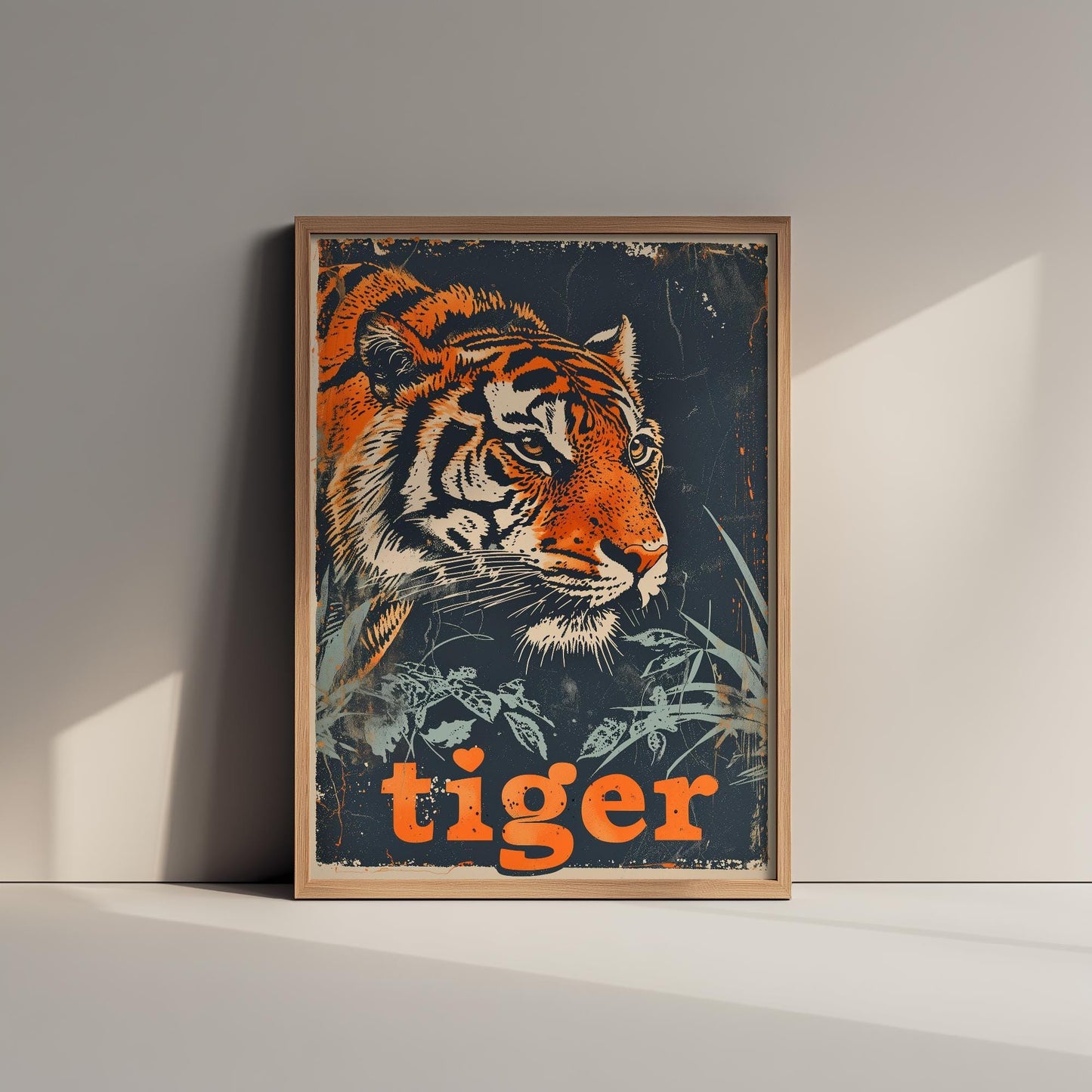 Tiger Safari Big Cat Poster - Art Print, Illustration, Painting, Nature Wildlife, Décor Wall Giclee