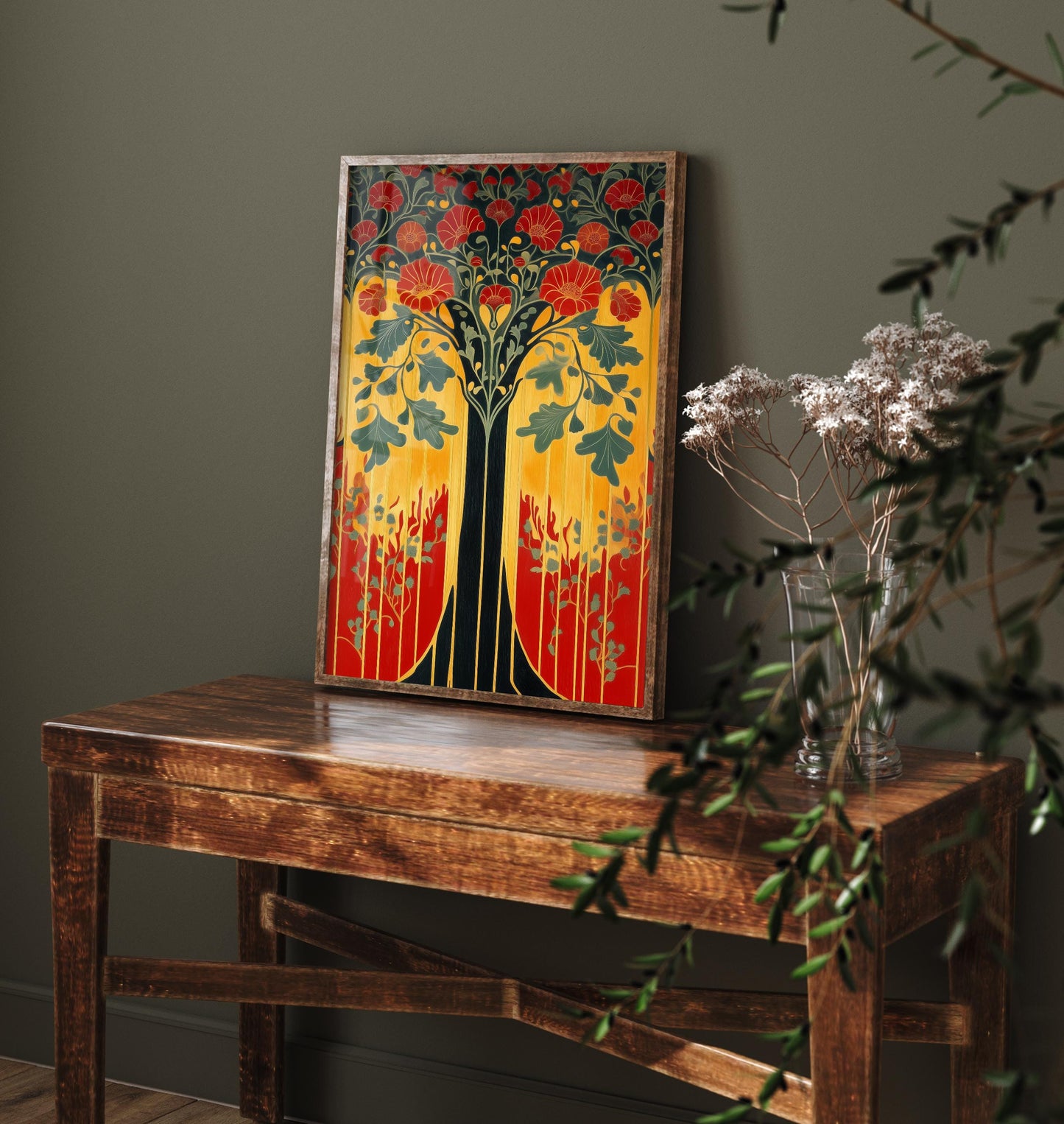 Scottish Book of the Woodlands - Orange Forest Art Print - Photo Poster Wall Gift Giclée Nature, Plant Décor Trees 2/3