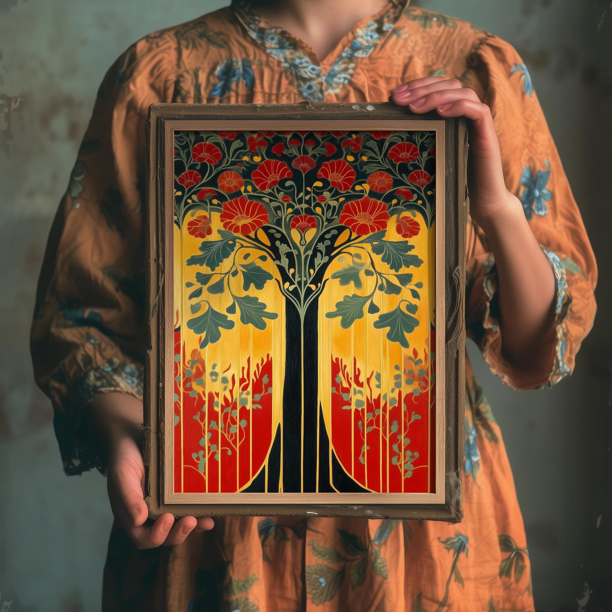 Scottish Book of the Woodlands - Orange Forest Art Print - Photo Poster Wall Gift Giclée Nature, Plant Décor Trees 2/3