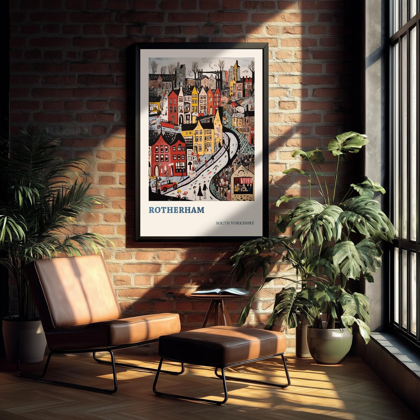 Rotherham Travel Poster - South Yorkshire, England Modern Art Print - Photo Painting Gift Visit Map