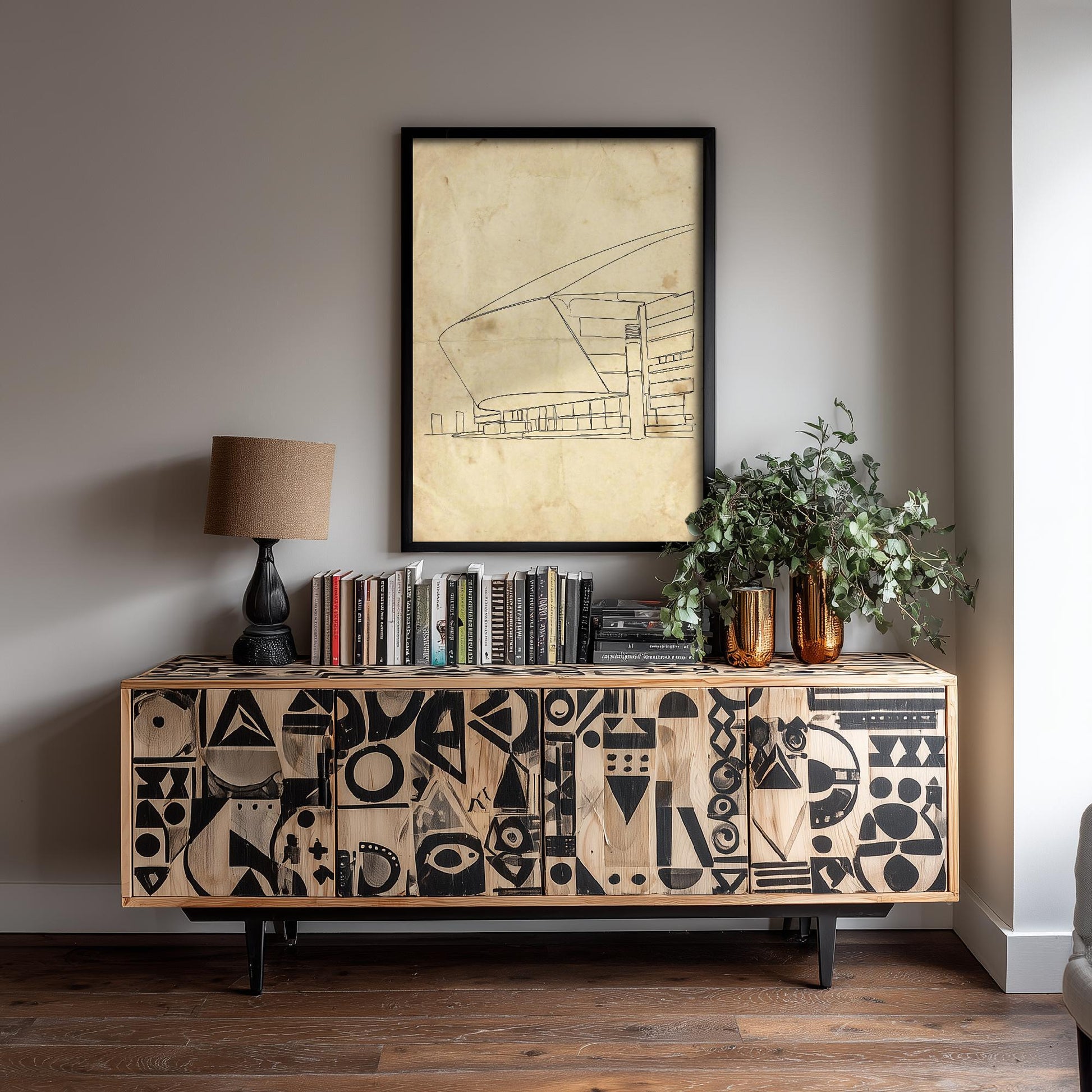 Wales Millenium Centre Single Line Drawing - Cardiff Art Print - Cardiff Bay Theatre Poster Grunge Gift Painting Wales