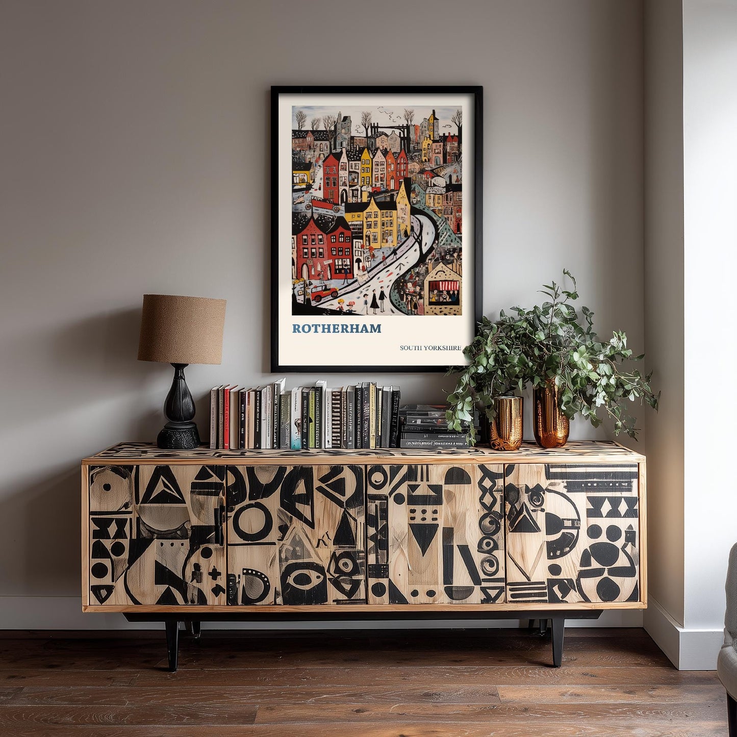 Rotherham Travel Poster - South Yorkshire, England Modern Art Print - Photo Painting Gift Visit Map