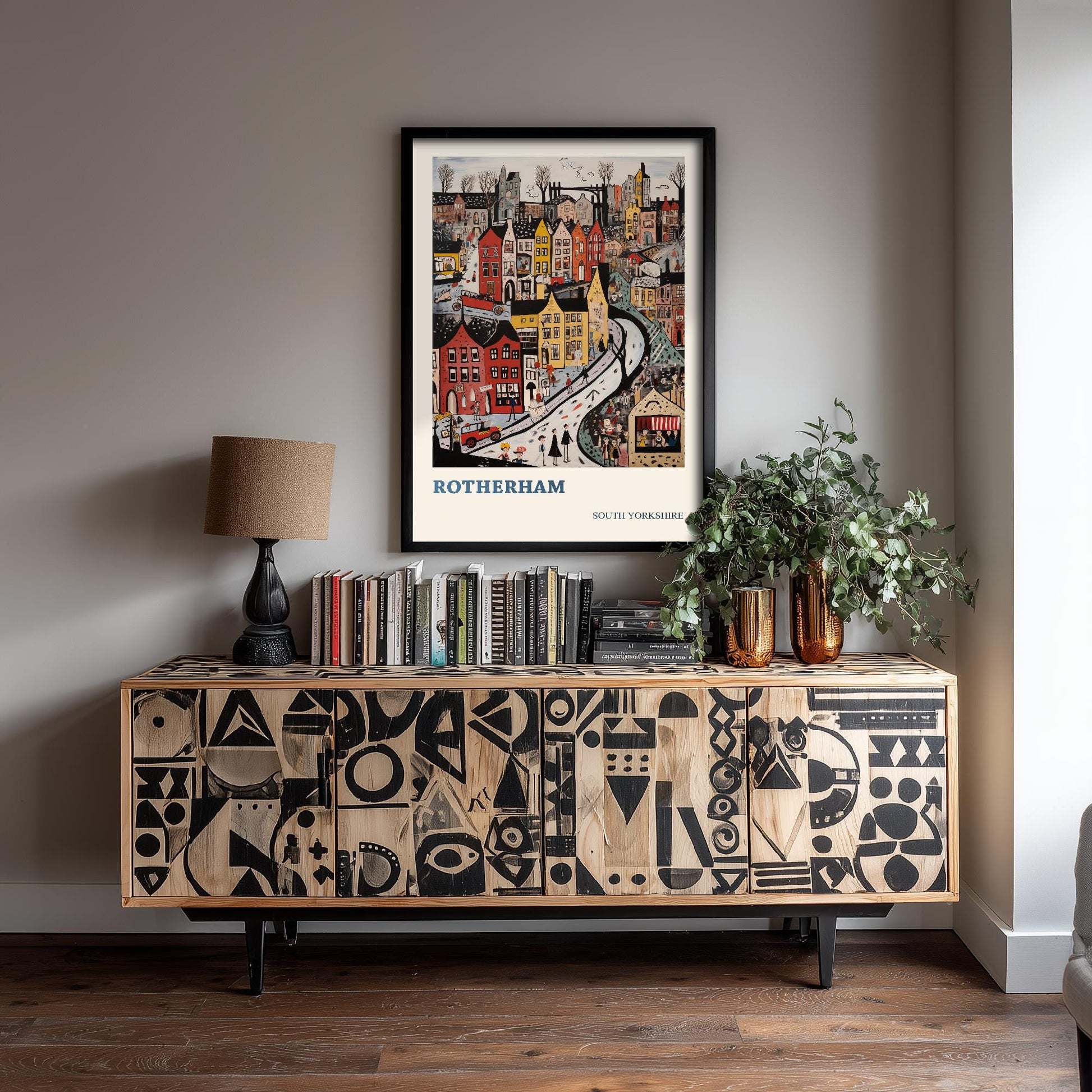 Rotherham Travel Poster - South Yorkshire, England Modern Art Print - Photo Painting Gift Visit Map