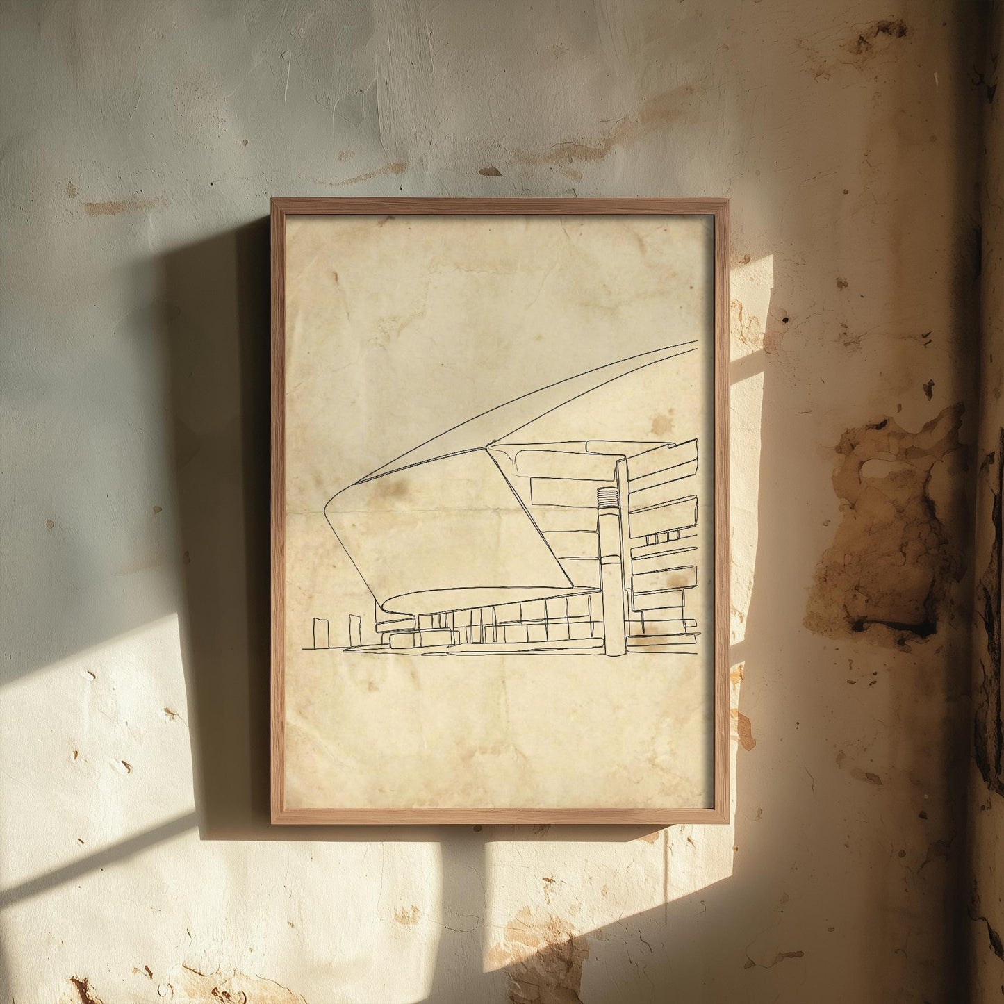 Wales Millenium Centre Single Line Drawing - Cardiff Art Print - Cardiff Bay Theatre Poster Grunge Gift Painting Wales