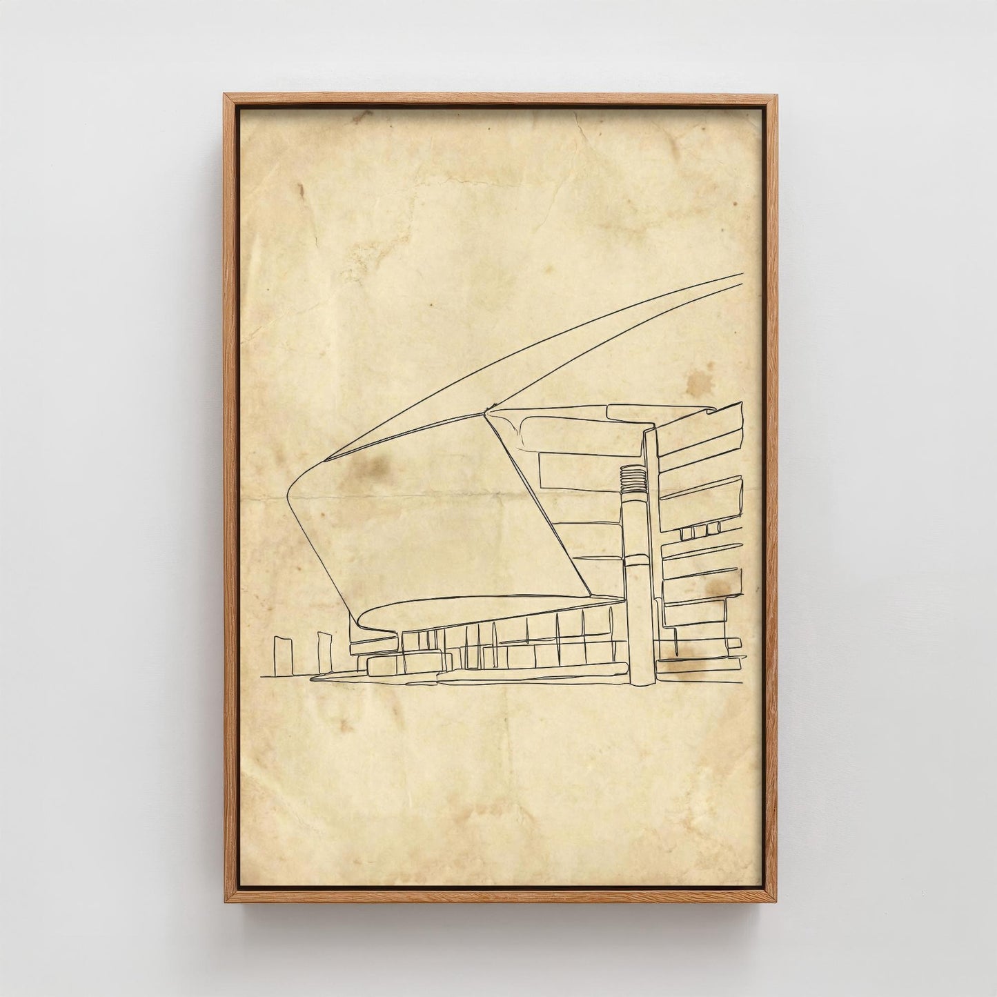 Wales Millenium Centre Single Line Drawing - Cardiff Art Print - Cardiff Bay Theatre Poster Grunge Gift Painting Wales