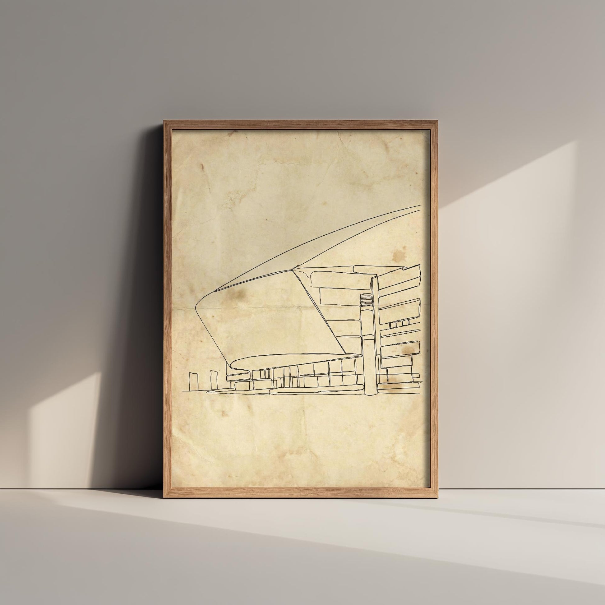 Wales Millenium Centre Single Line Drawing - Cardiff Art Print - Cardiff Bay Theatre Poster Grunge Gift Painting Wales