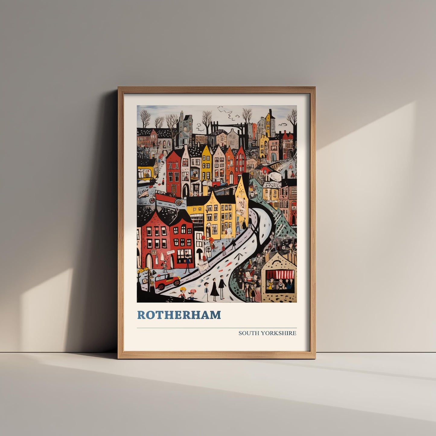 Rotherham Travel Poster - South Yorkshire, England Modern Art Print - Photo Painting Gift Visit Map