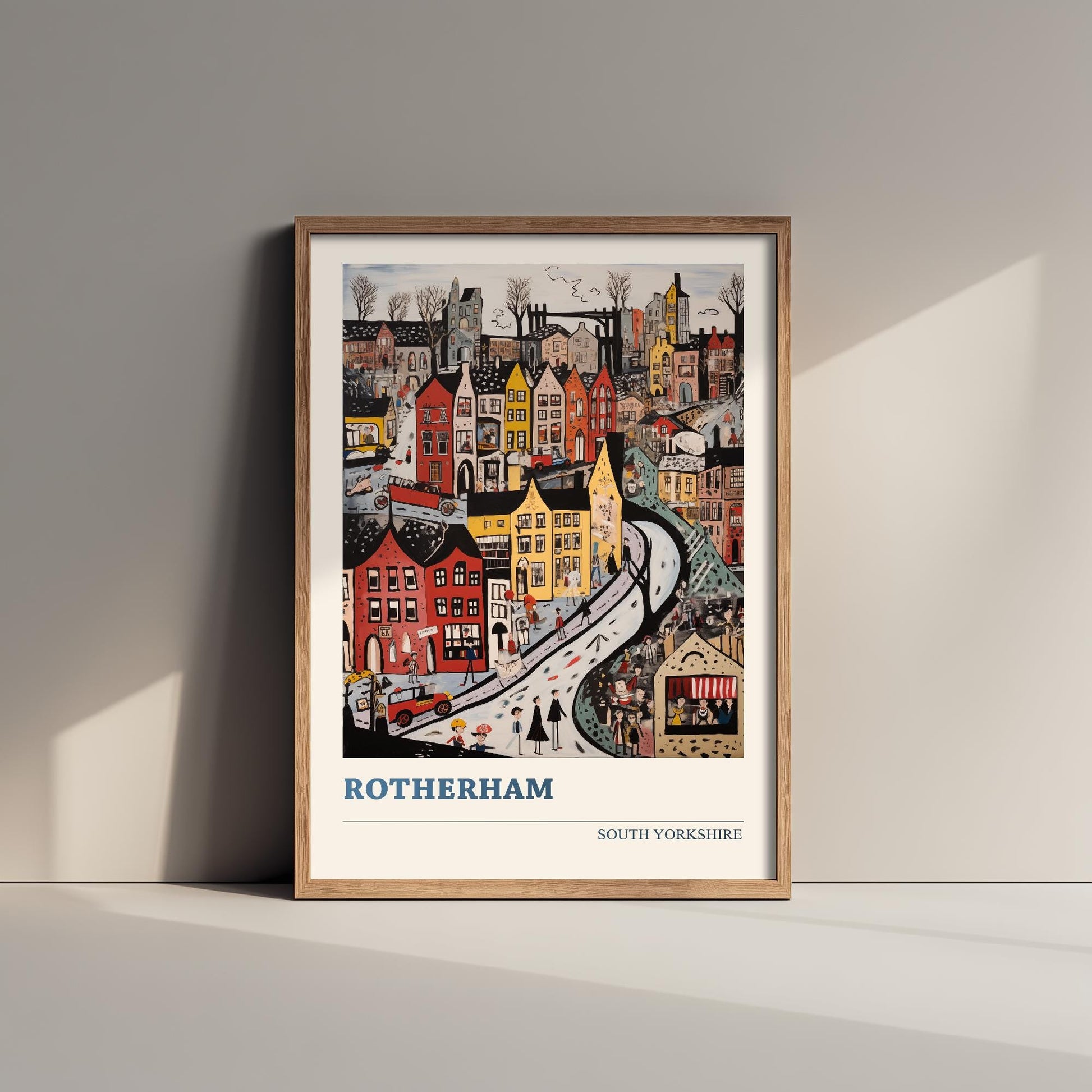 Rotherham Travel Poster - South Yorkshire, England Modern Art Print - Photo Painting Gift Visit Map
